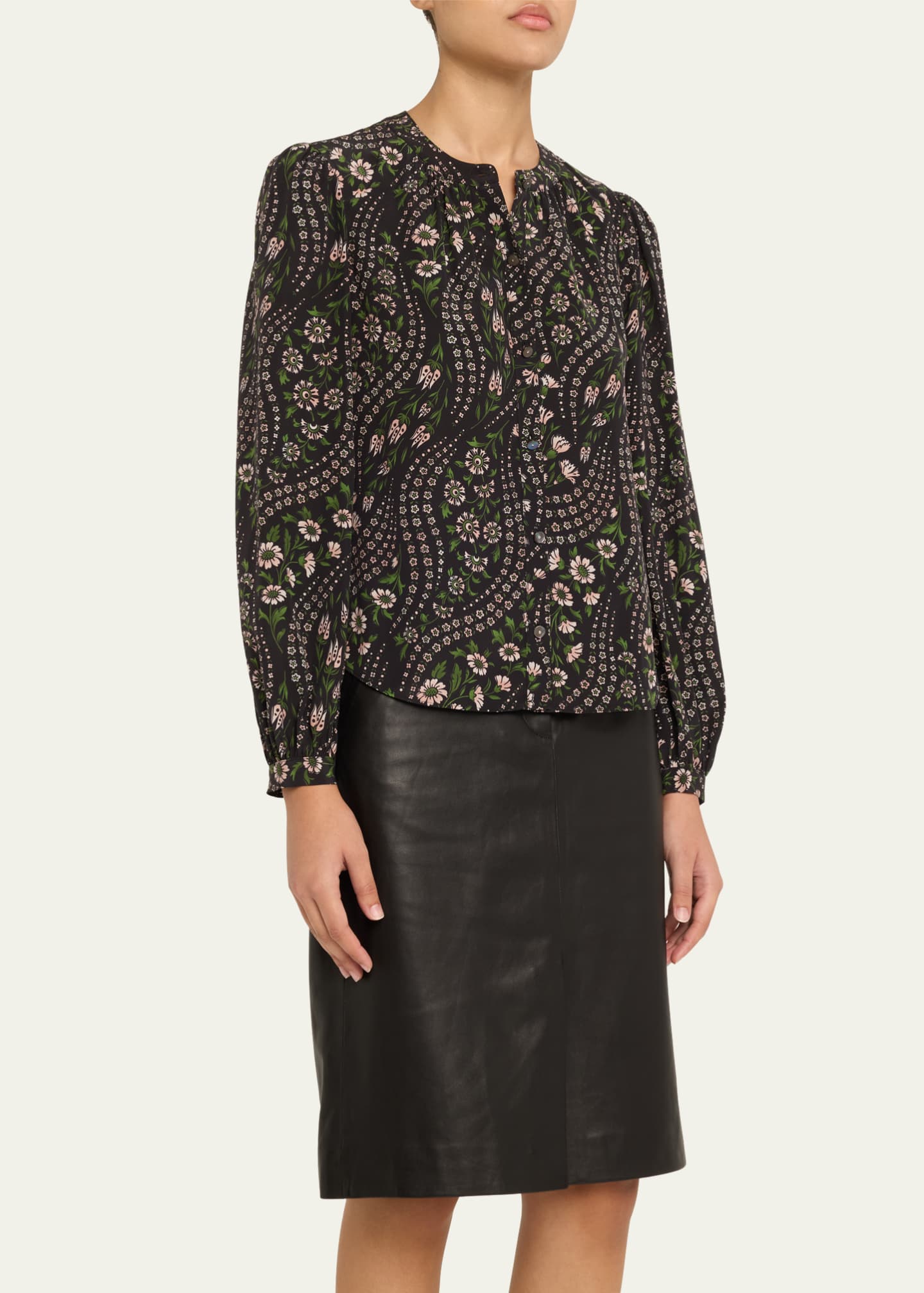 Veronica Beard Ashlynn Floral-Print Silk Top Image 4 of 5