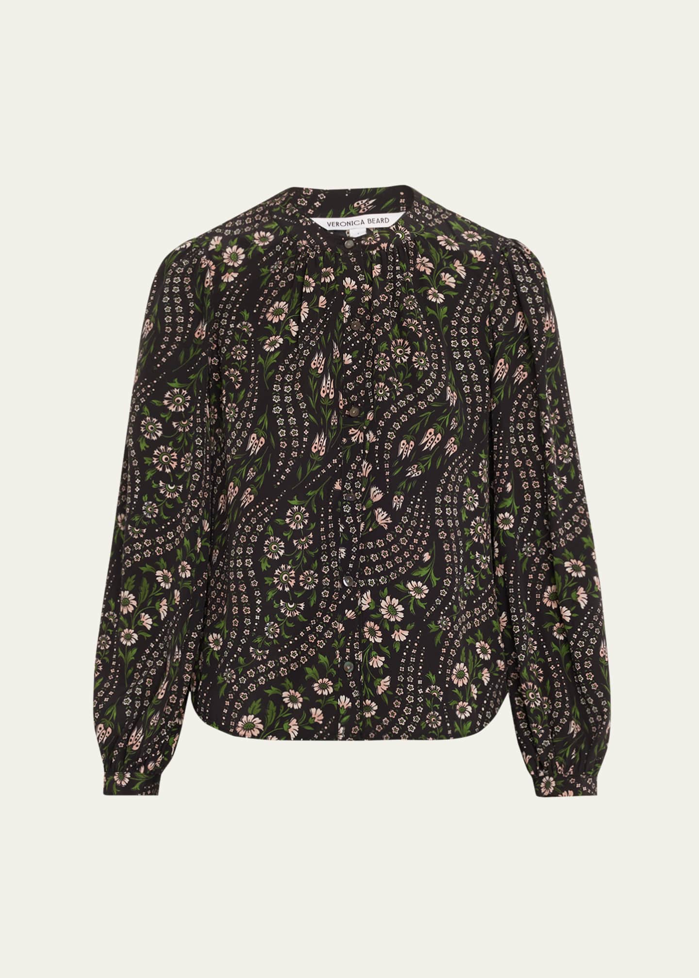 Veronica Beard Ashlynn Floral-Print Silk Top Image 1 of 5