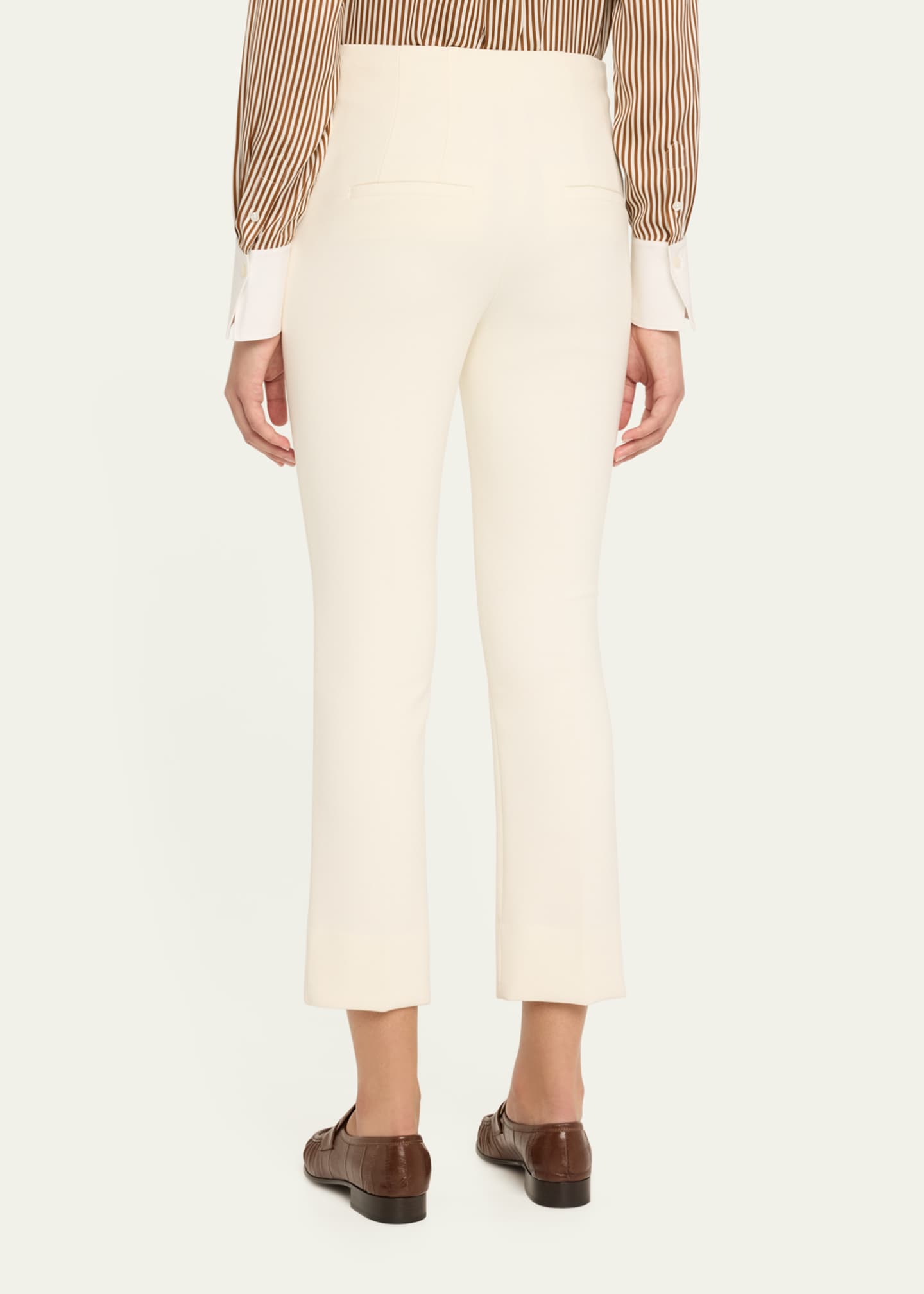 Veronica Beard Kean Cropped High-Rise Pintuck Pants Image 3 of 5