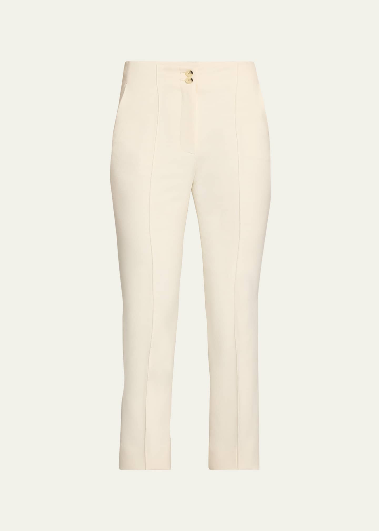Veronica Beard Kean Cropped High-Rise Pintuck Pants Image 1 of 5