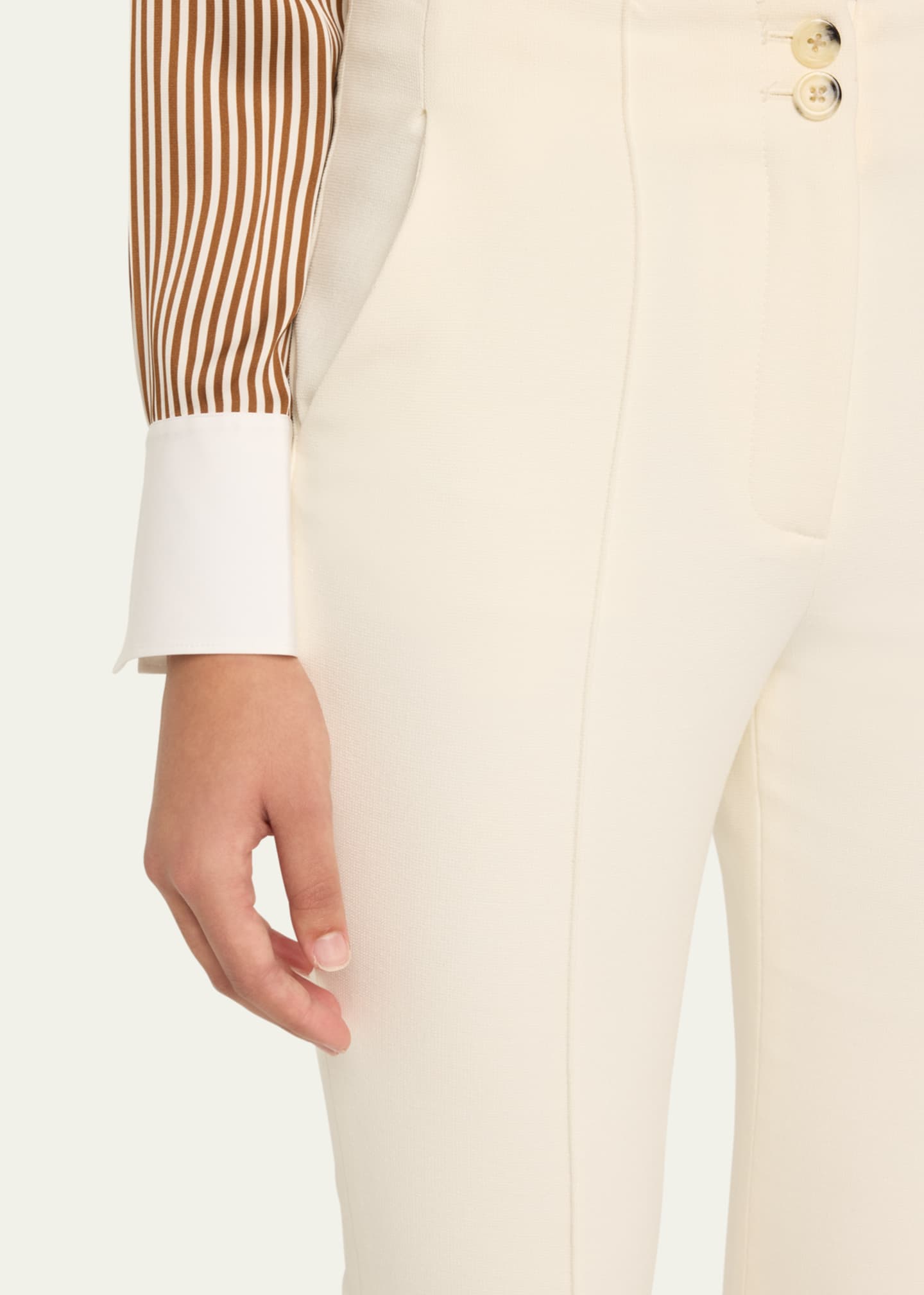 Veronica Beard Kean Cropped High-Rise Pintuck Pants Image 5 of 5