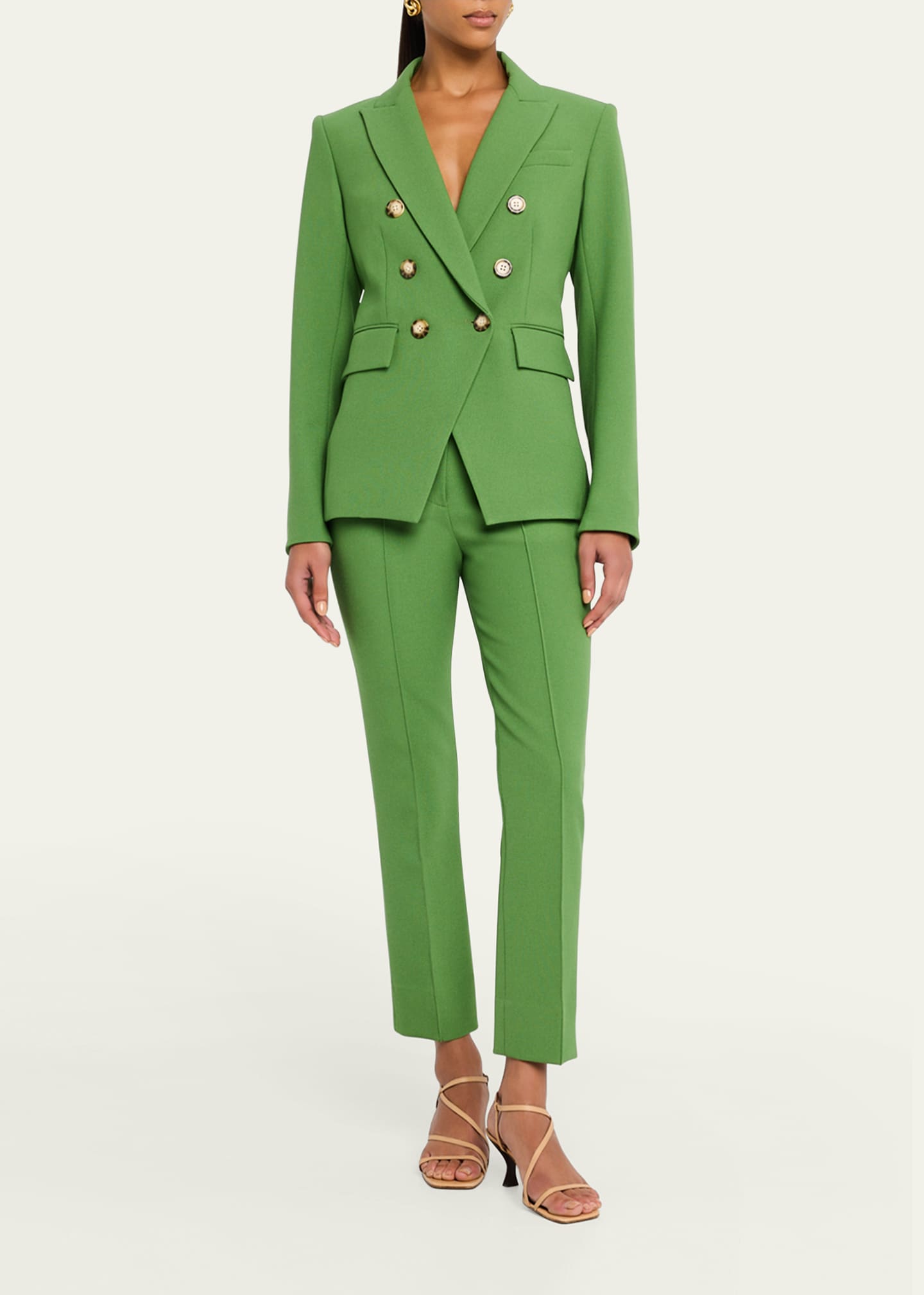 Veronica Beard Kean Cropped High-Rise Pintuck Pants Image 2 of 5
