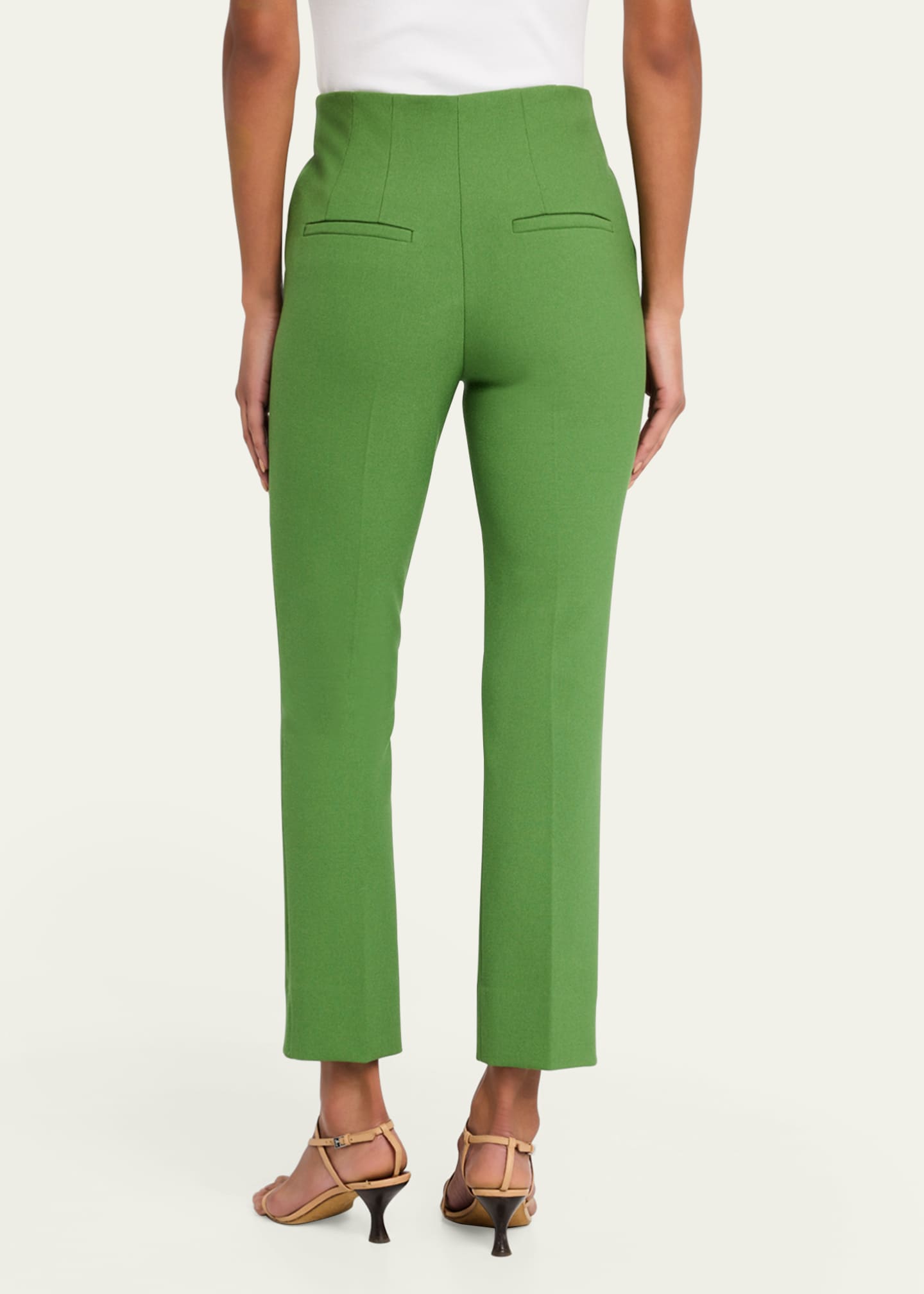 Veronica Beard Kean Cropped High-Rise Pintuck Pants Image 3 of 5