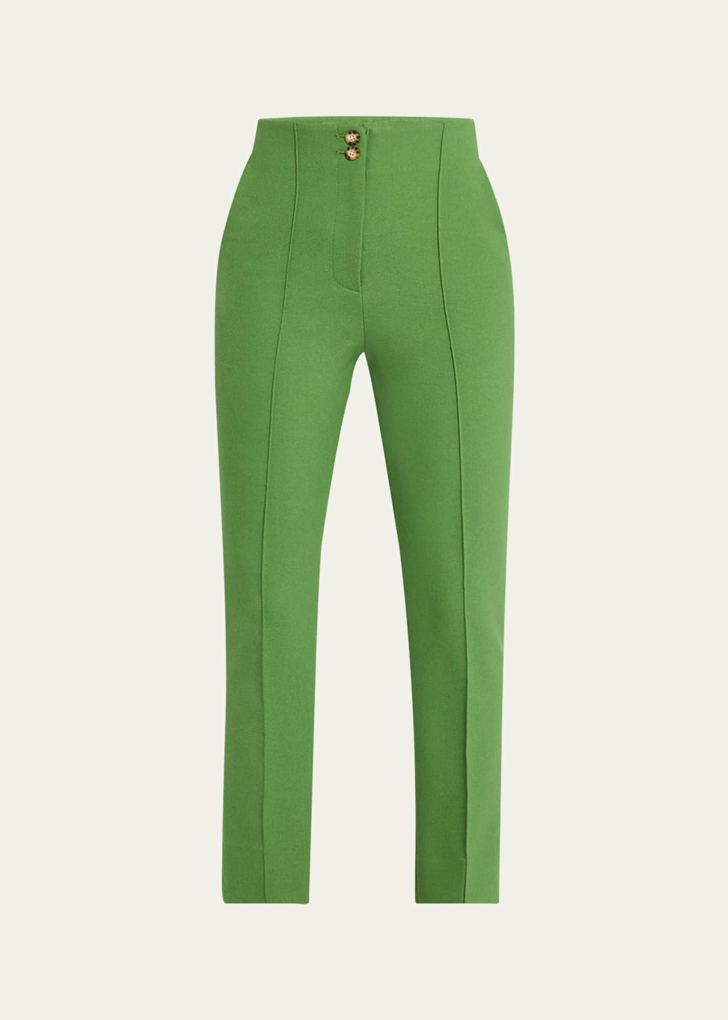 Veronica Beard Kean Cropped High-Rise Pintuck Pants Image 1 of 5