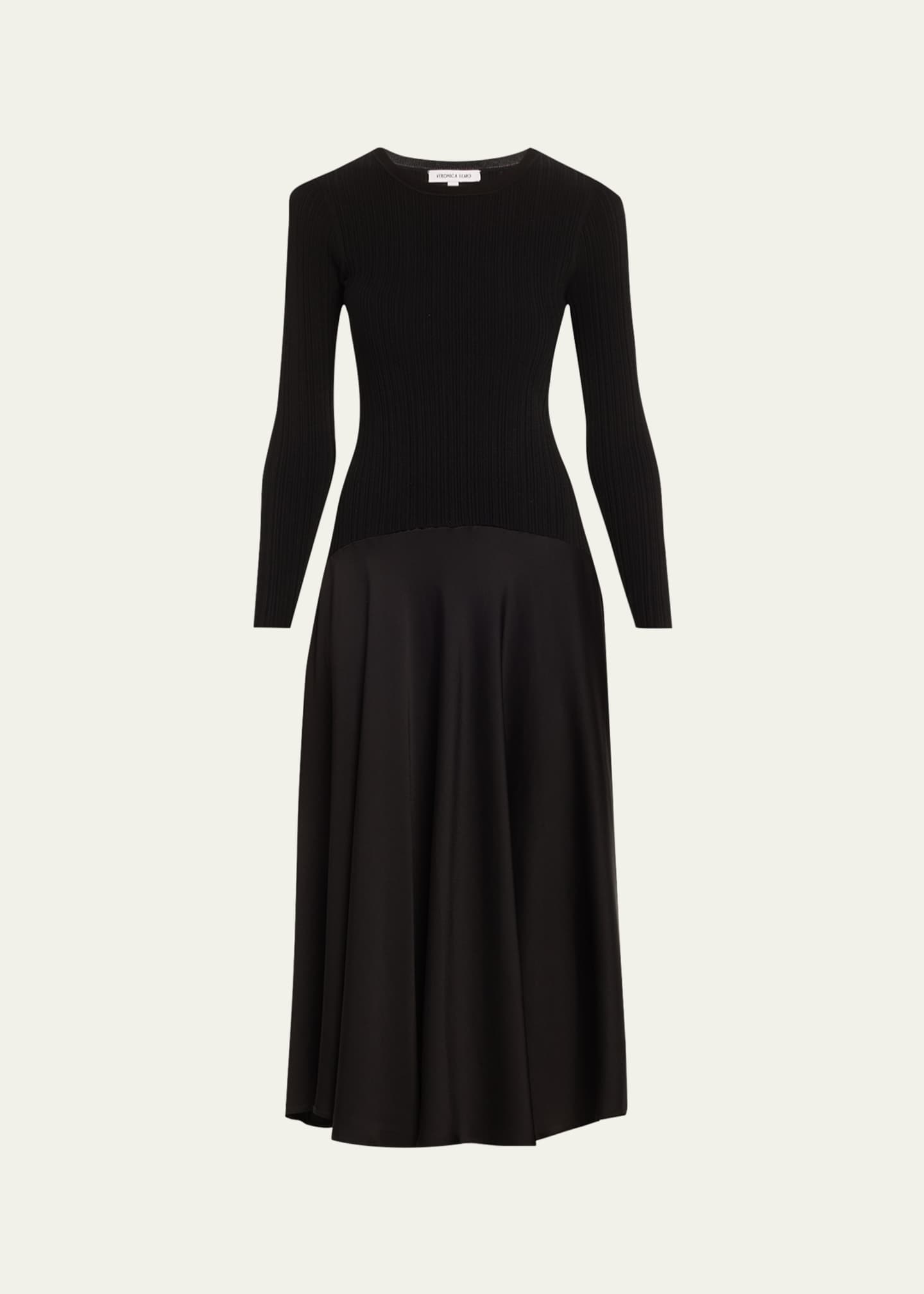 Veronica Beard Vaughn Long-Sleeve Drop-Waist Dress Image 1 of 5