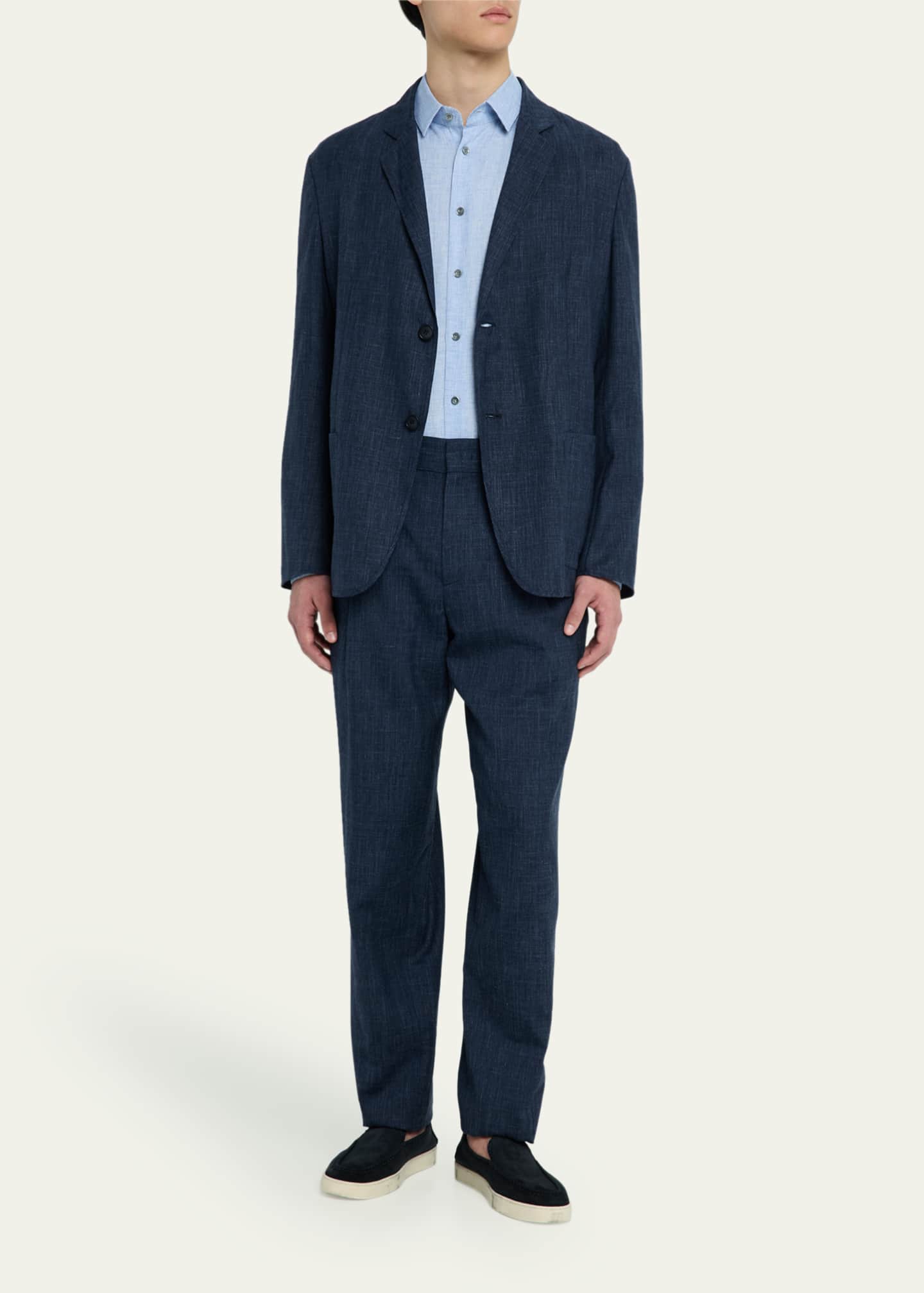 Giorgio Armani Men's Melange Wool-Blend Trousers Image 2 of 5