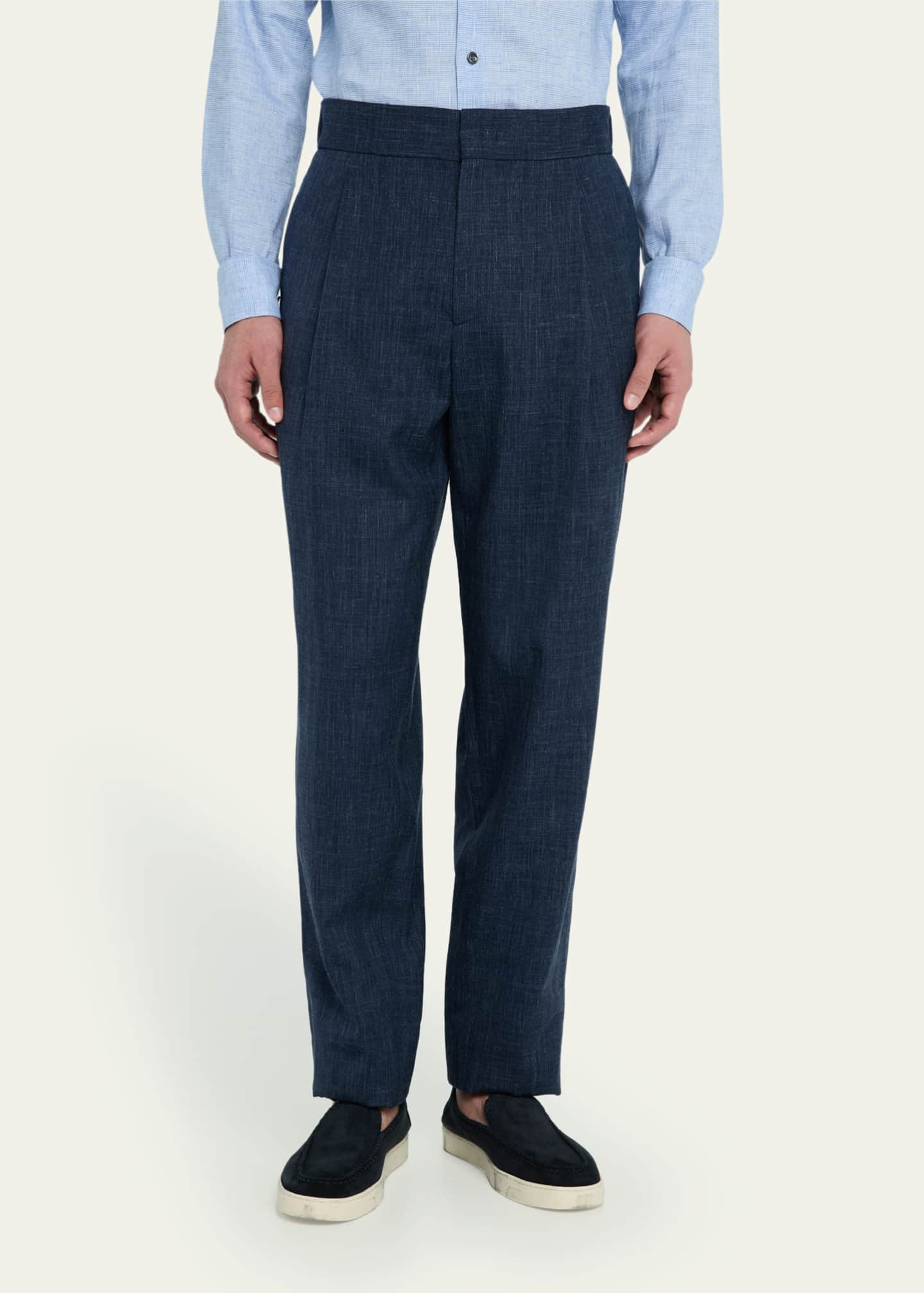 Giorgio Armani Men's Melange Wool-Blend Trousers Image 4 of 5