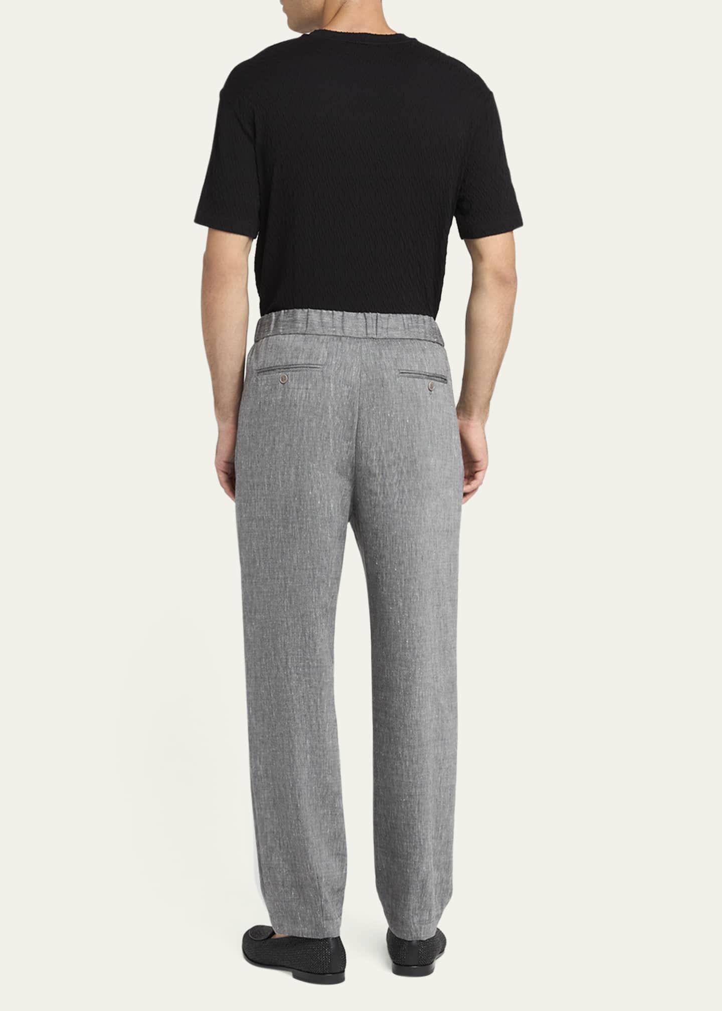 Giorgio Armani Men's One Shot Linen-Wool Trousers Image 3 of 5