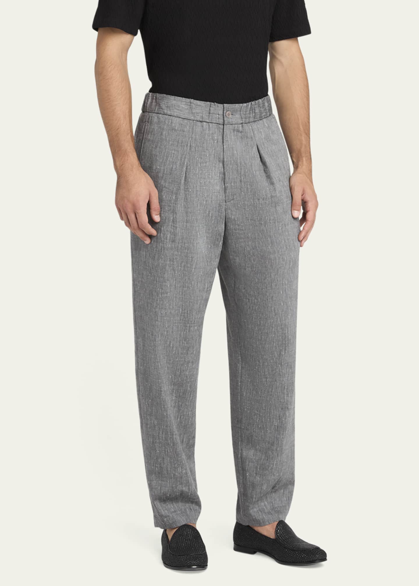 Giorgio Armani Men's One Shot Linen-Wool Trousers Image 4 of 5