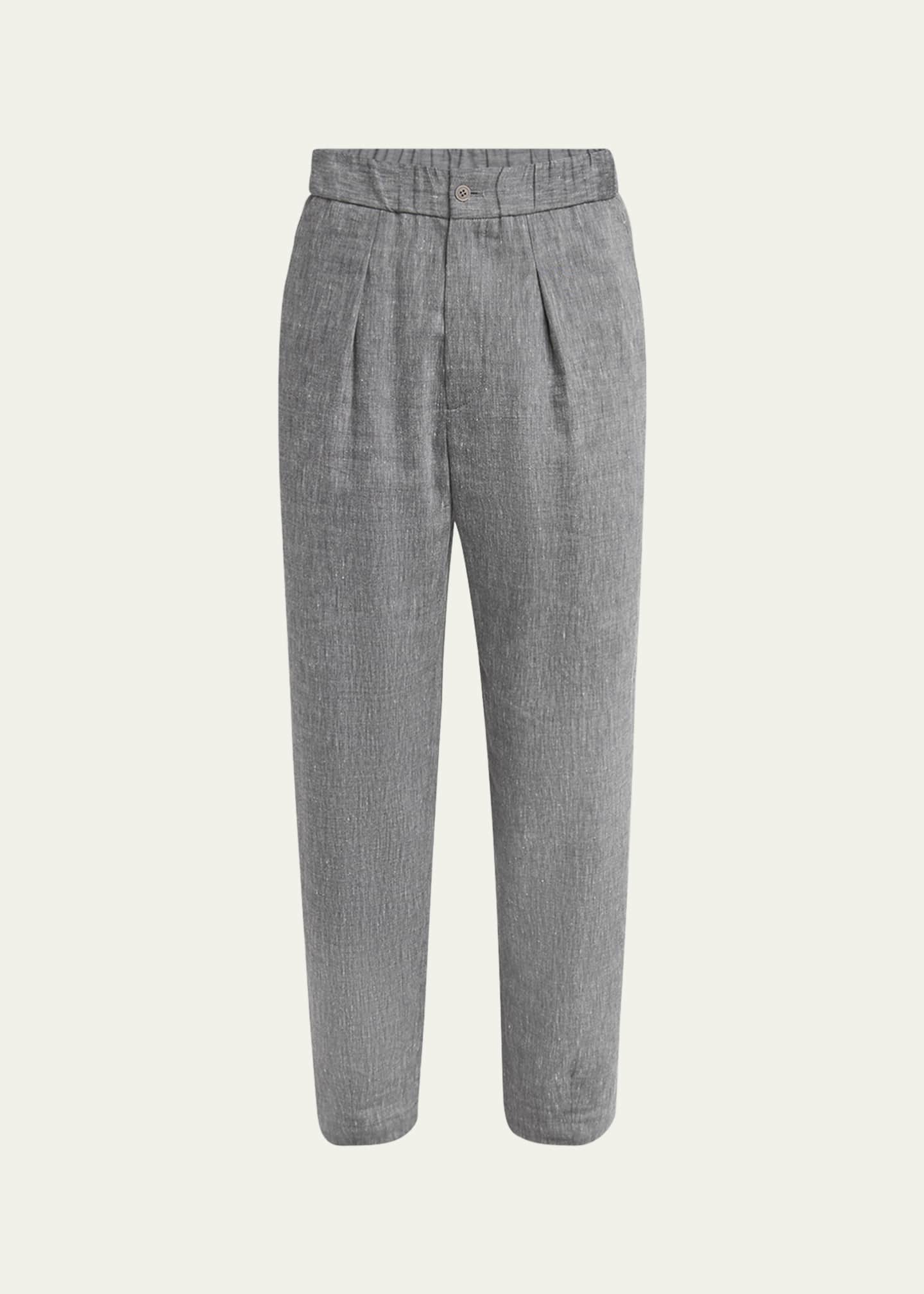 Giorgio Armani Men's One Shot Linen-Wool Trousers Image 1 of 5