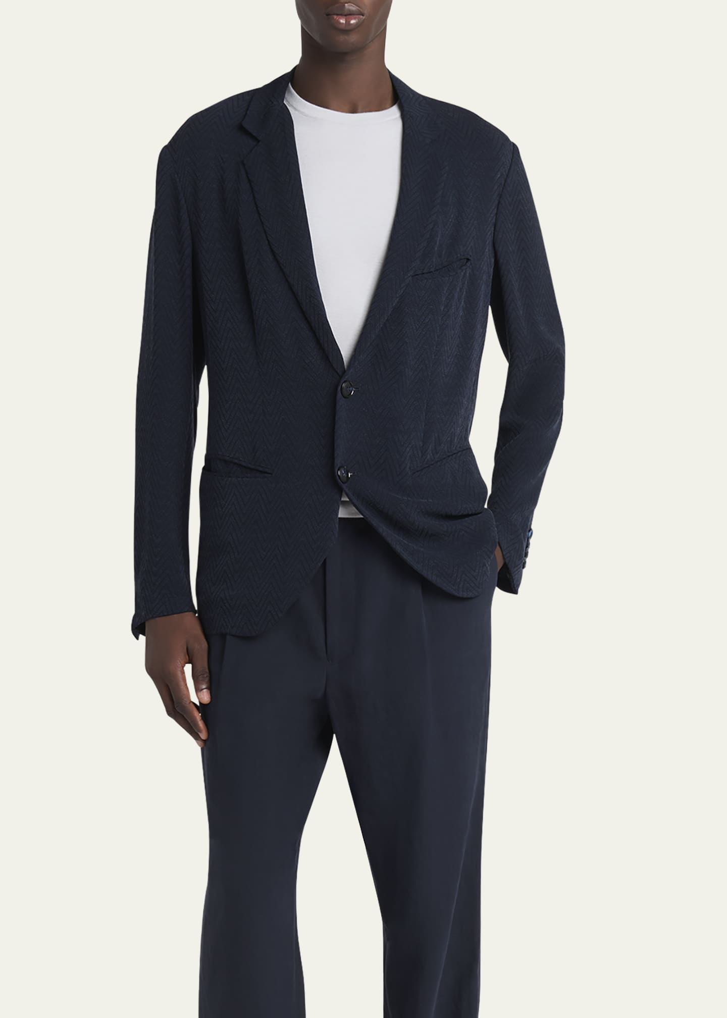 Giorgio Armani Men's One Shot Macro-Chevron Sport Coat Image 2 of 5