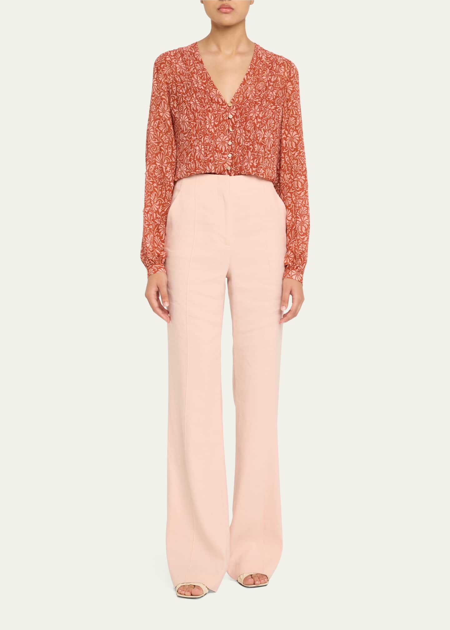 Veronica Beard Calvin Printed Long-Sleeve Blouse Image 2 of 5