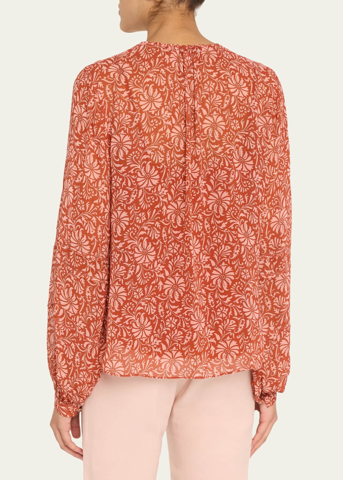 Veronica Beard Calvin Printed Long-Sleeve Blouse Image 3 of 5