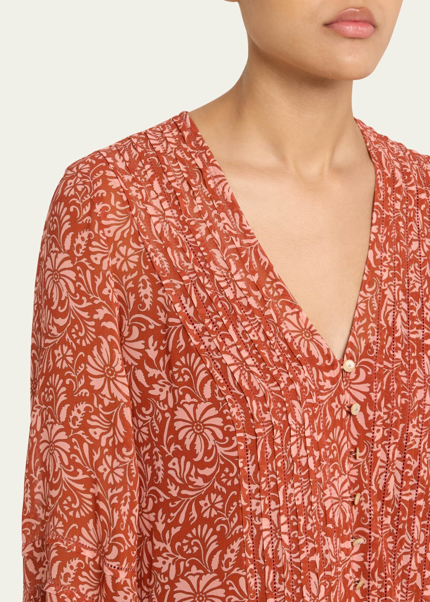 Veronica Beard Calvin Printed Long-Sleeve Blouse Image 5 of 5