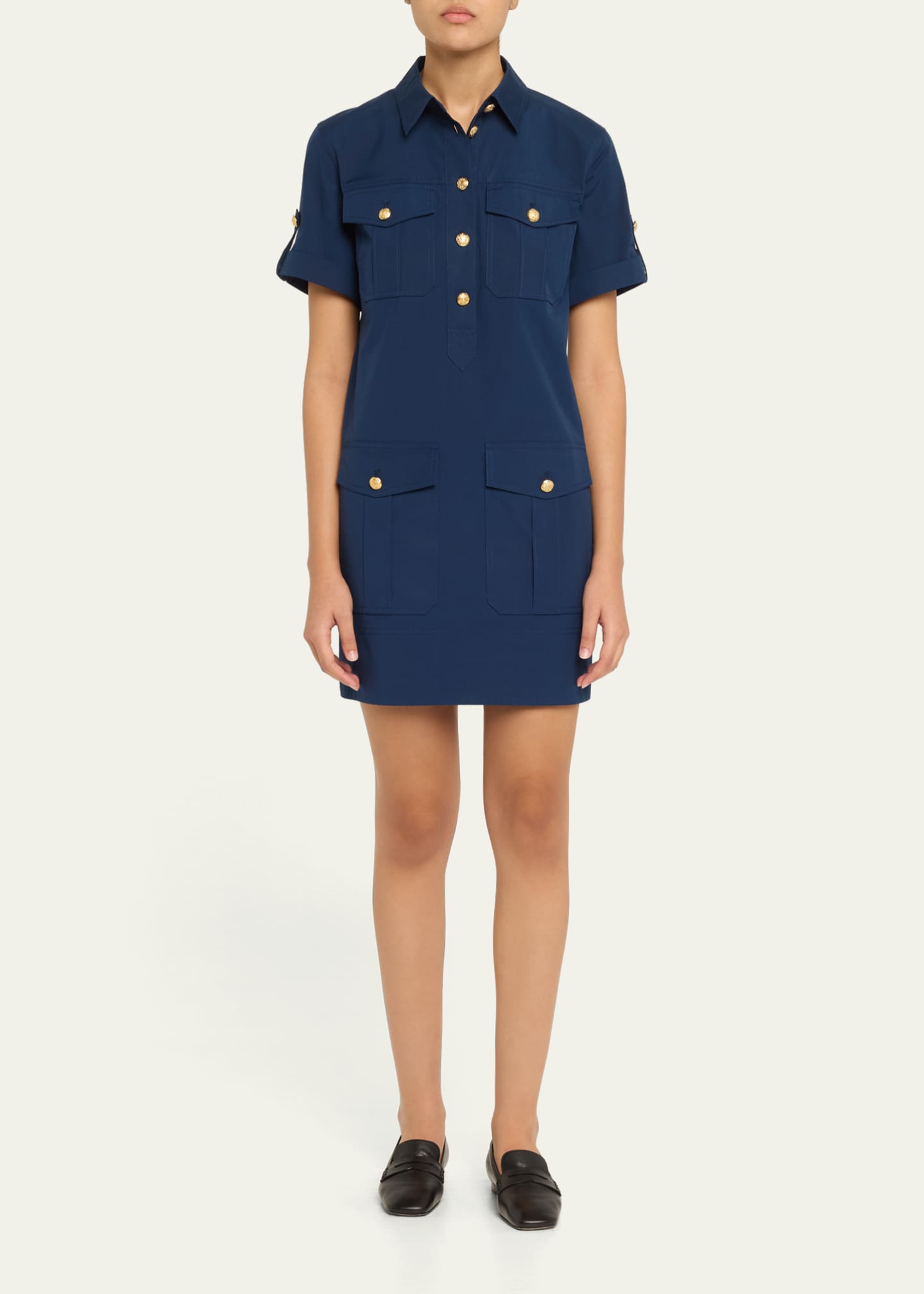 Veronica Beard Lucca Short-Sleeve Cotton Shirtdress Image 2 of 5
