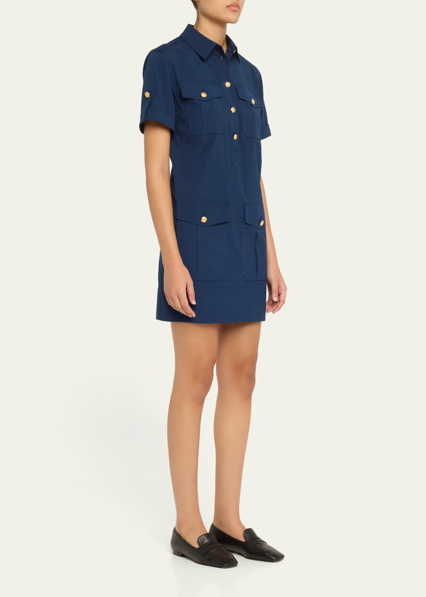 Veronica Beard Lucca Short-Sleeve Cotton Shirtdress Image 4 of 5