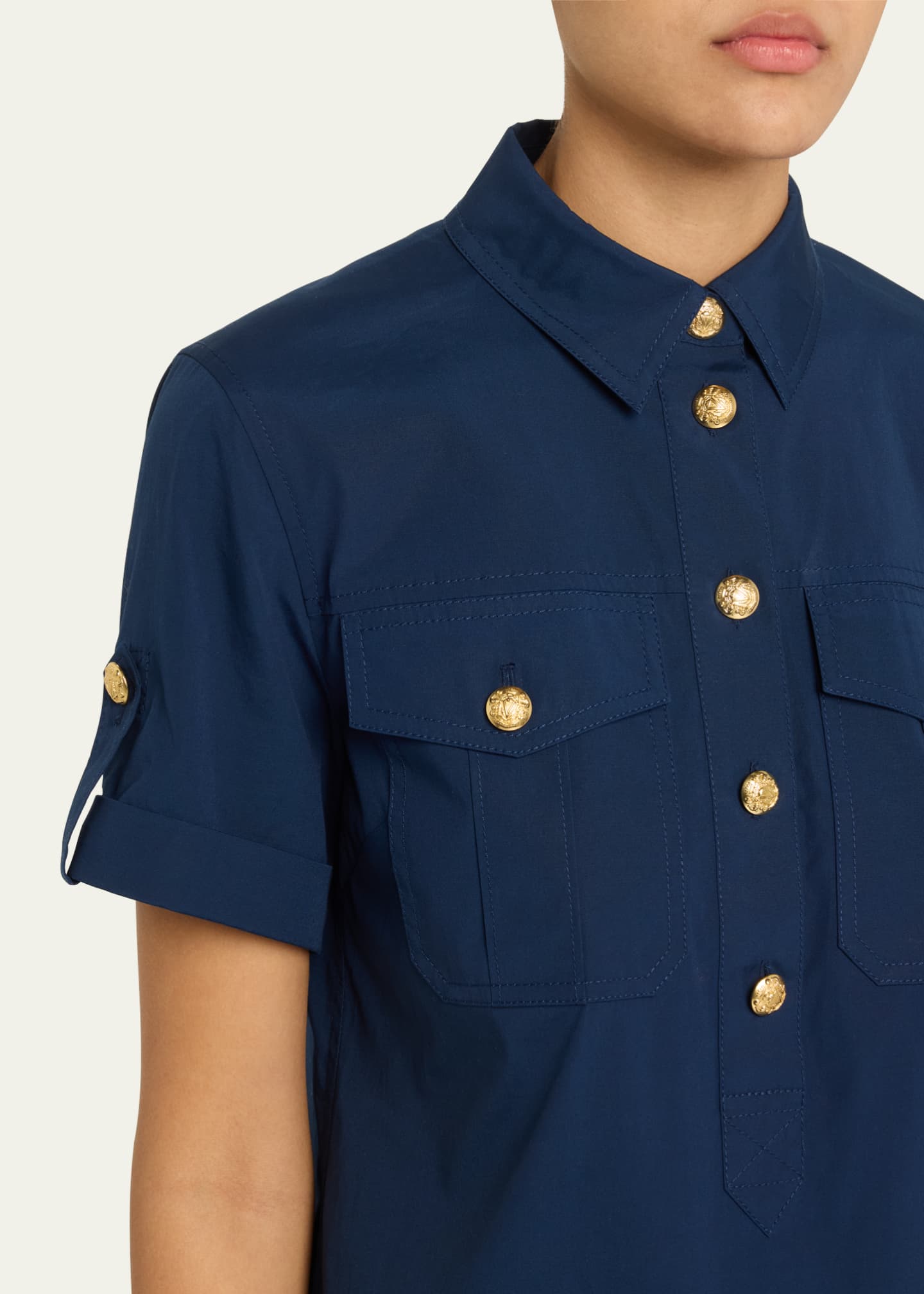 Veronica Beard Lucca Short-Sleeve Cotton Shirtdress Image 5 of 5