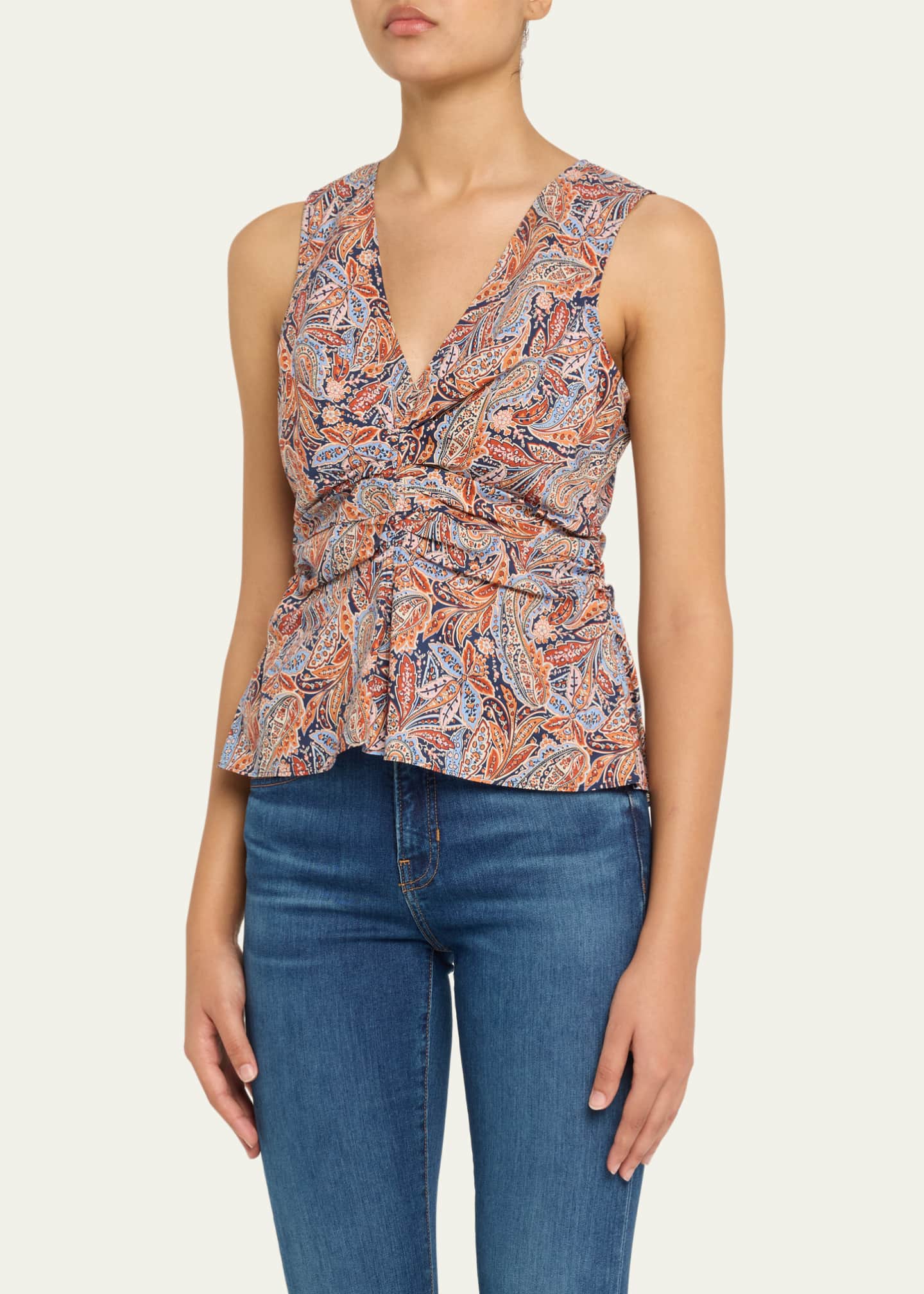 Veronica Beard Aiden Sleeveless Paisley Top Image 4 of 5