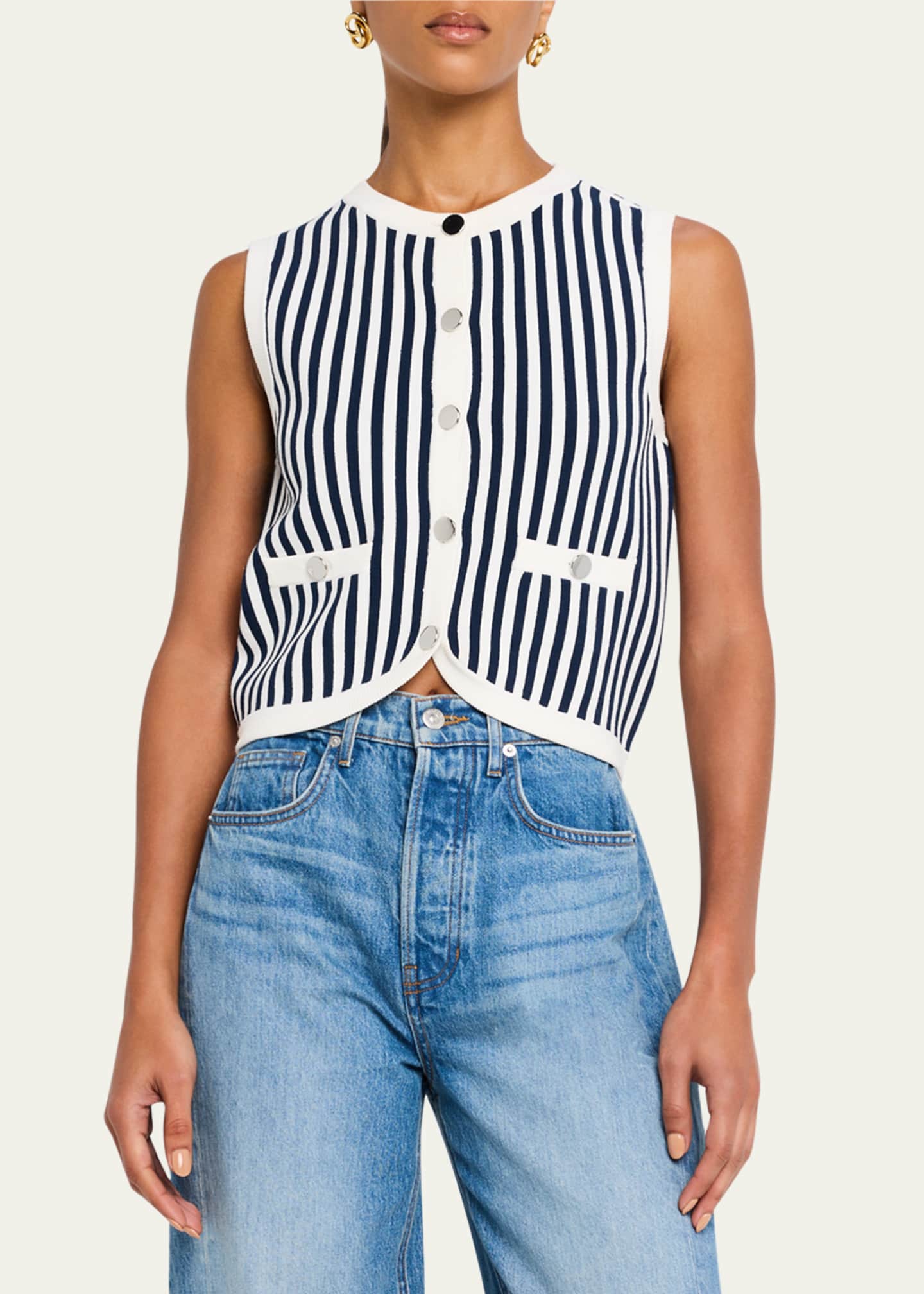 Veronica Beard Leland Stripe Vest Image 4 of 5