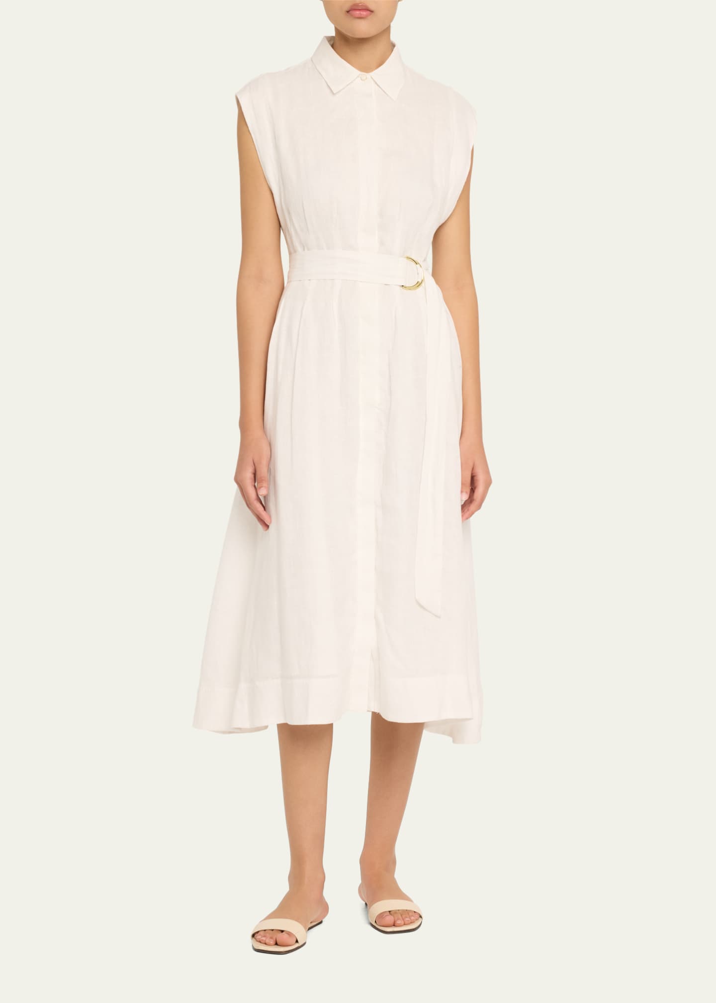 Veronica Beard Loreta Belted Linen Shirtdress Image 2 of 5