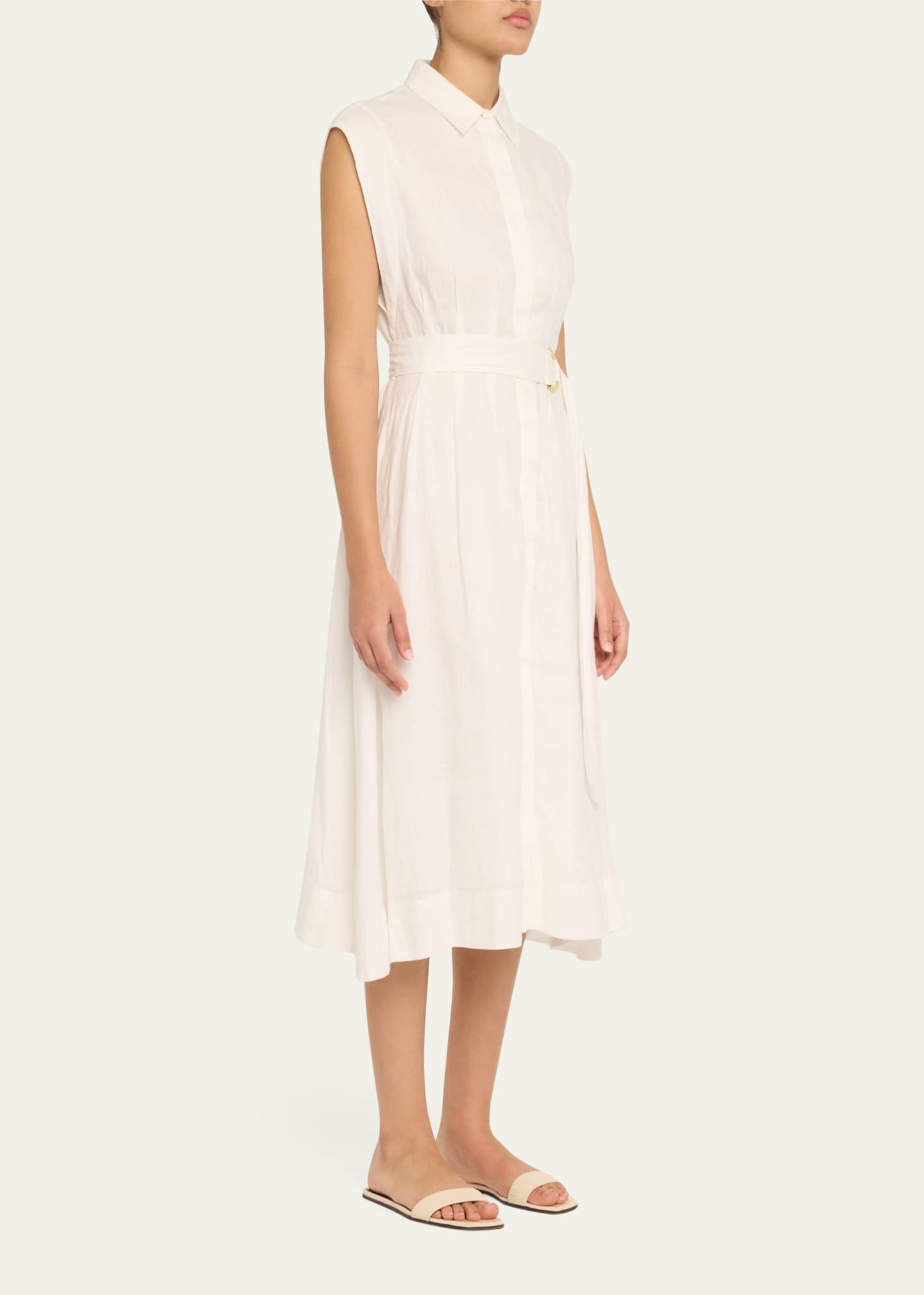 Veronica Beard Loreta Belted Linen Shirtdress Image 4 of 5