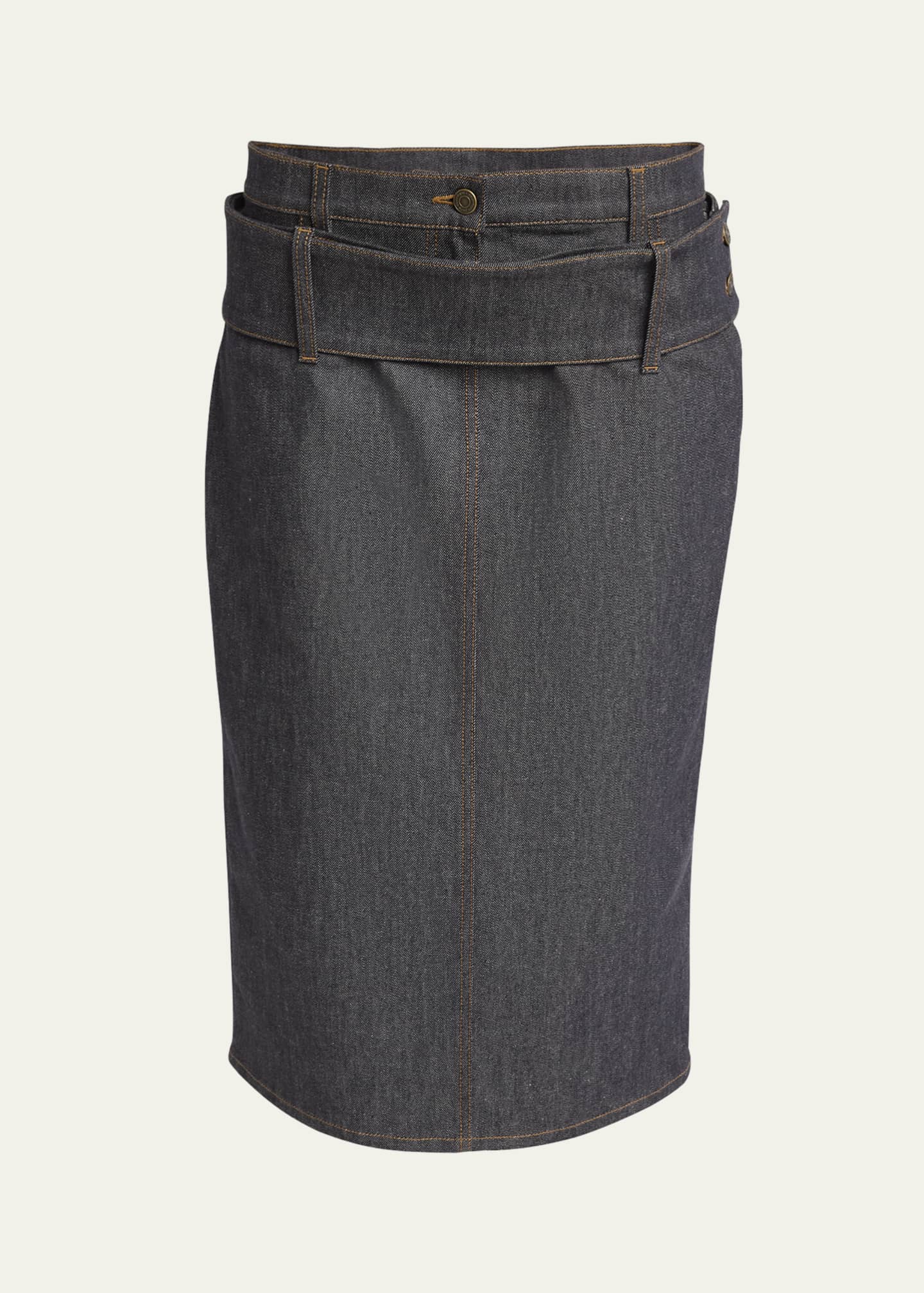 Courreges Double Belt Denim Midi Skirt Image 1 of 5