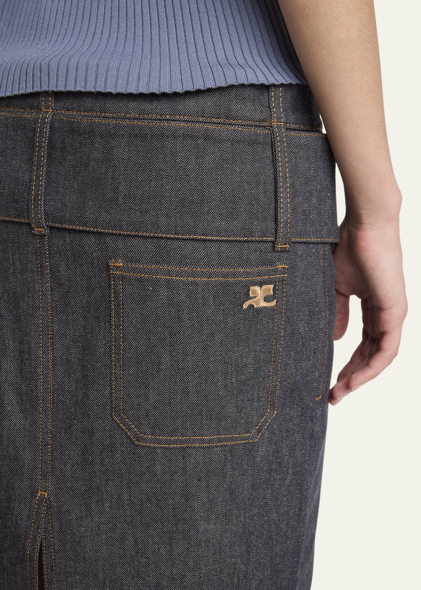 Courreges Double Belt Denim Midi Skirt Image 5 of 5