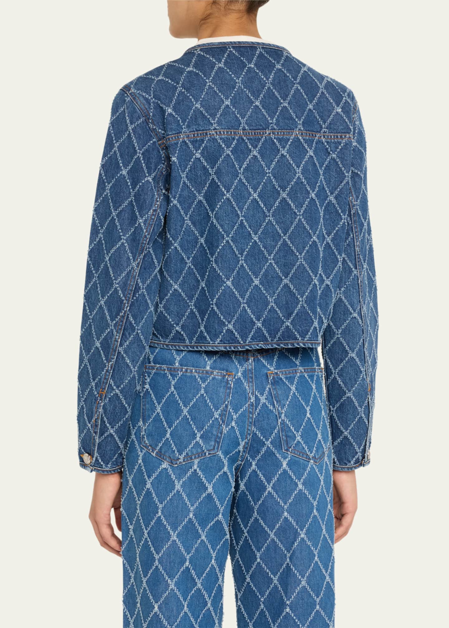 Veronica Beard Nolita Diamond-Print Denim Jacket Image 3 of 5