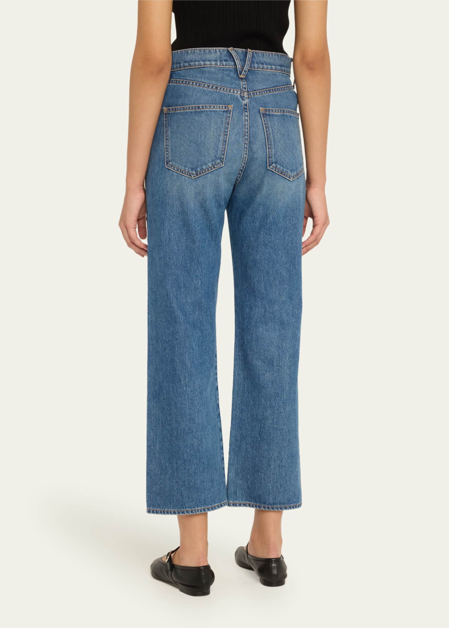 Veronica Beard Dylan Studded High-Rise Straight Ankle Jeans Image 3 of 5