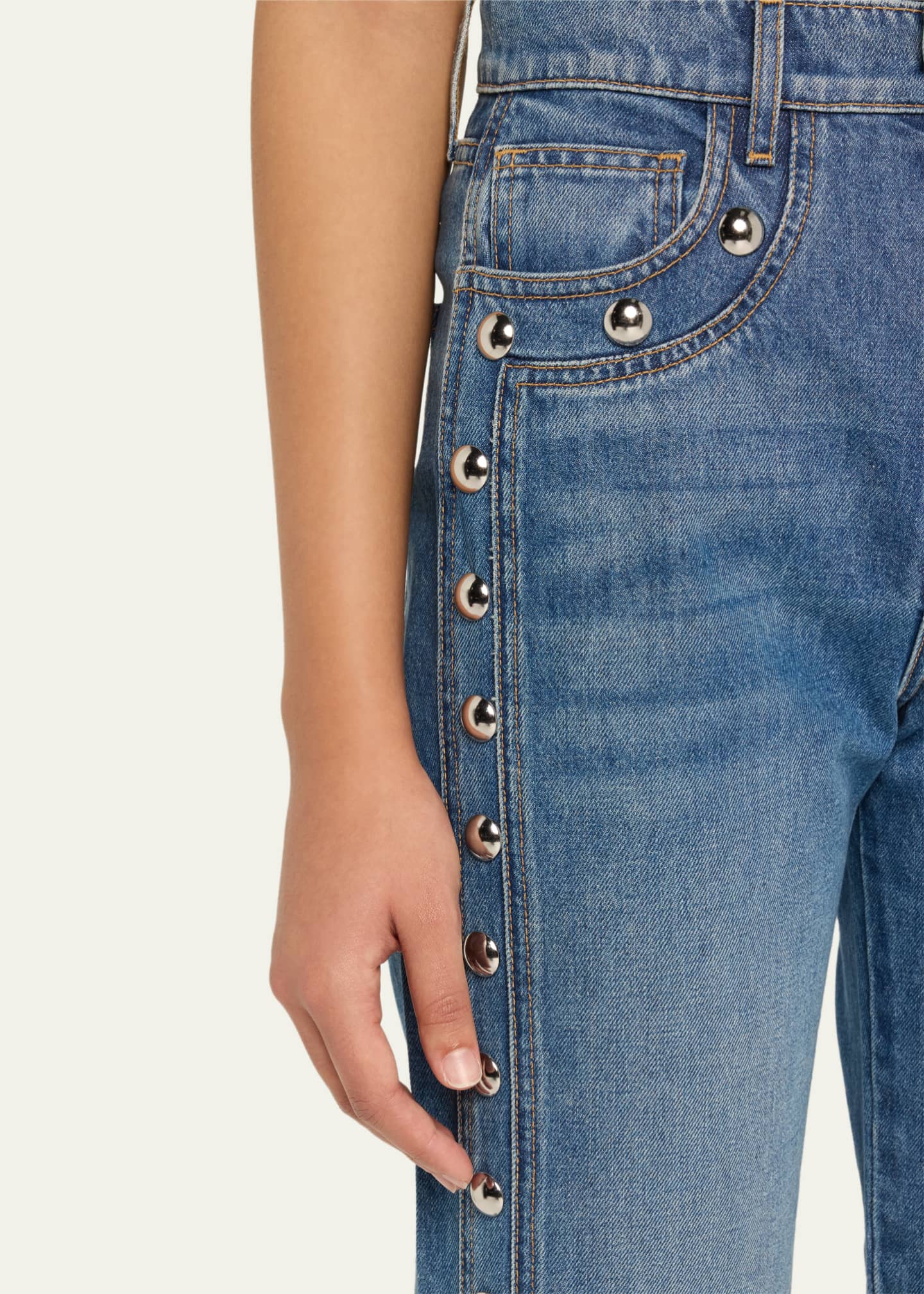 Veronica Beard Dylan Studded High-Rise Straight Ankle Jeans Image 5 of 5