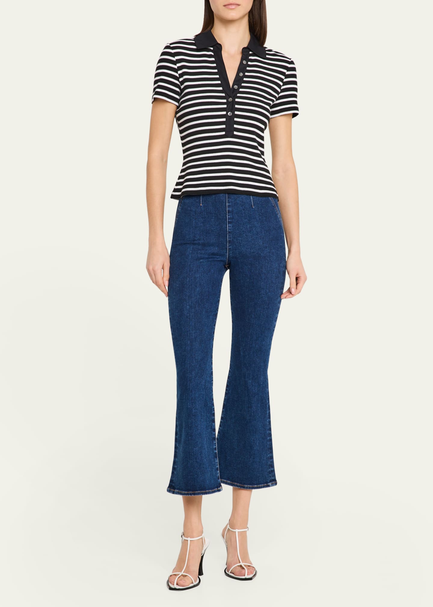 Veronica Beard Kearney Short-Sleeve Polo Tee Image 2 of 5