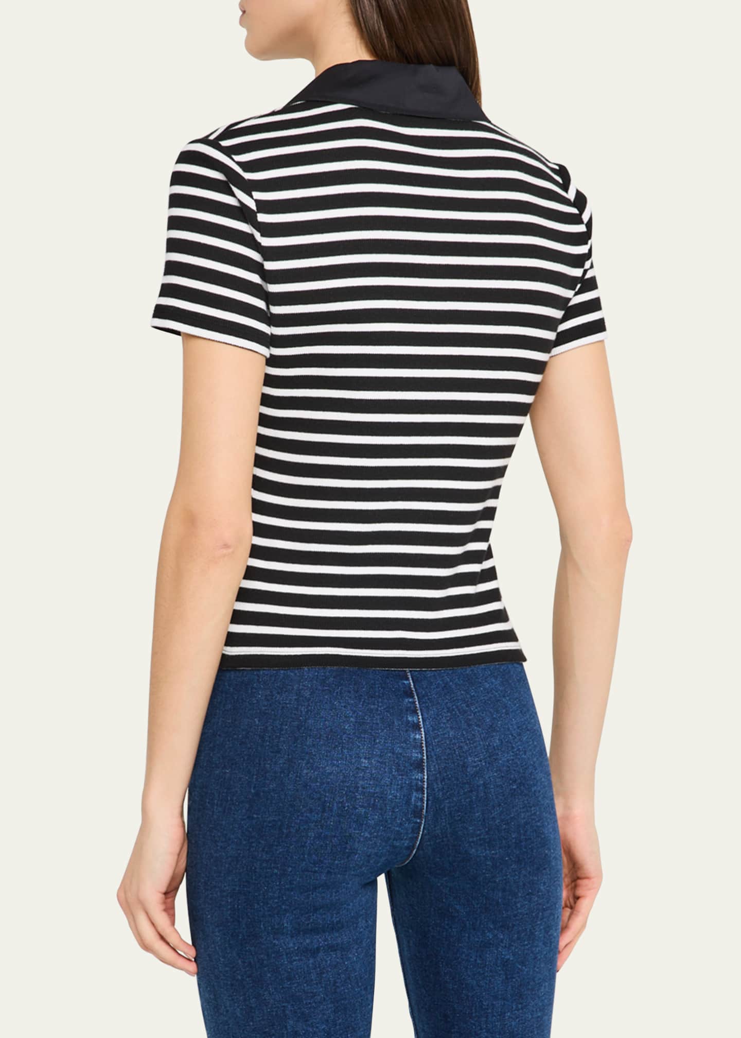 Veronica Beard Kearney Short-Sleeve Polo Tee Image 3 of 5