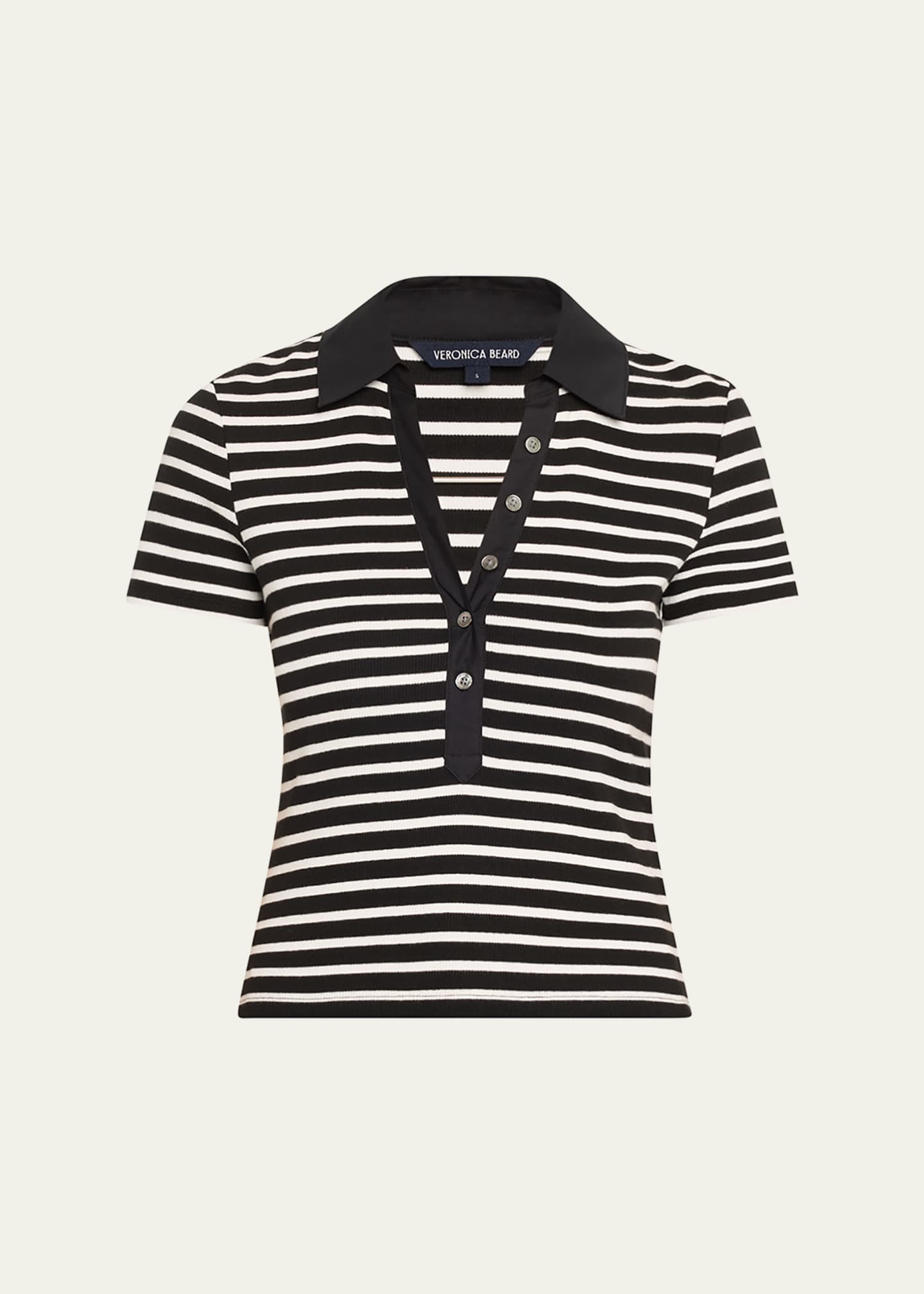 Veronica Beard Kearney Short-Sleeve Polo Tee Image 1 of 5