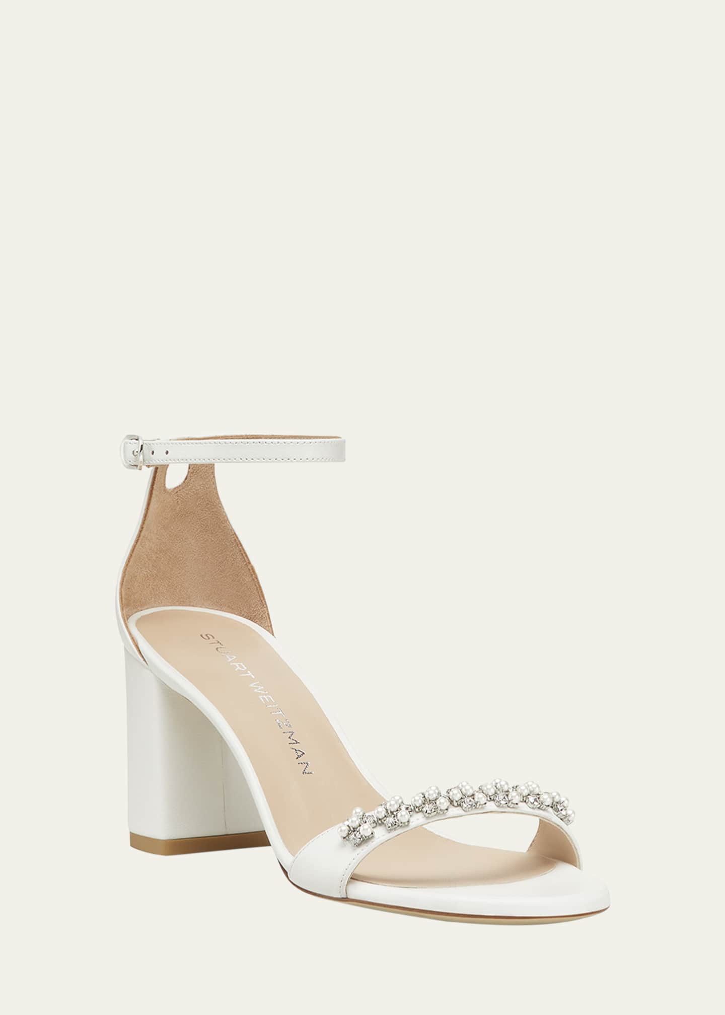 Stuart Weitzman Nudist Poppy Embellished Ankle-Strap Sandals Image 2 of 4