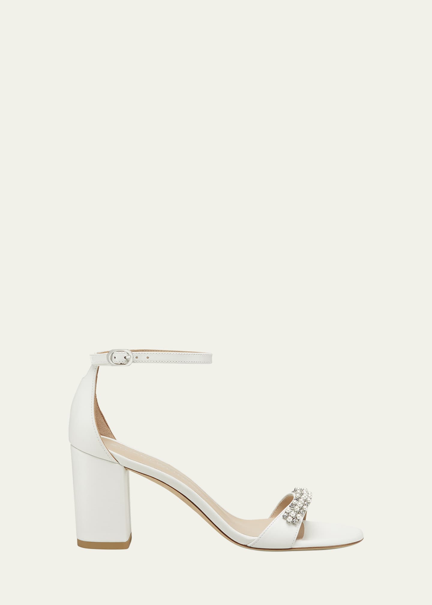 Stuart Weitzman Nudist Poppy Embellished Ankle-Strap Sandals Image 1 of 4