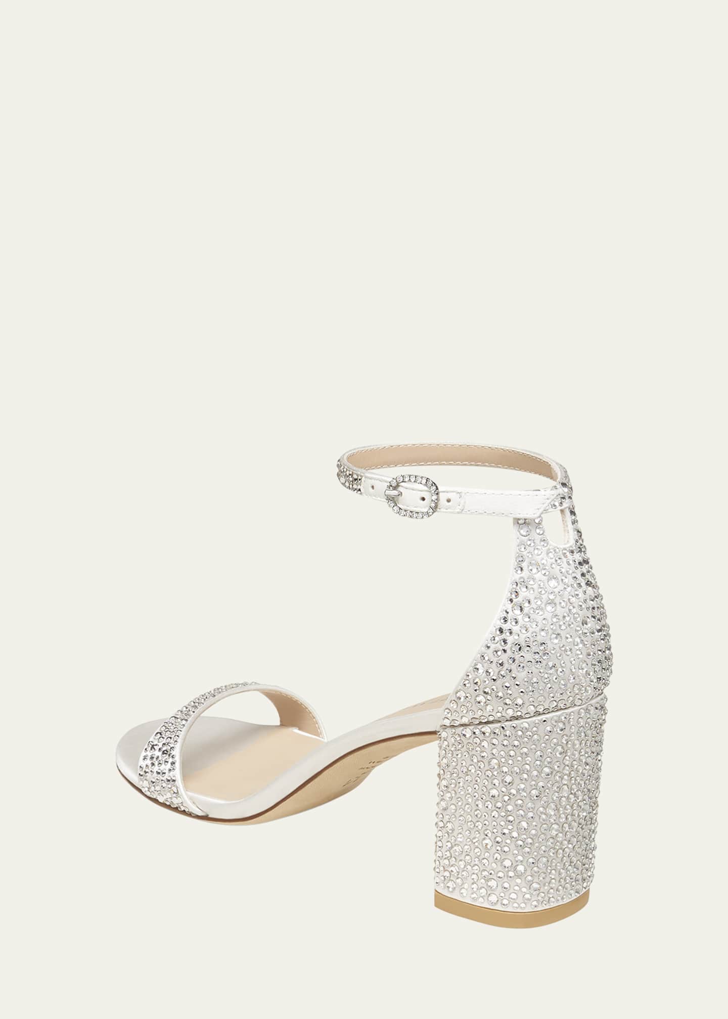 Stuart Weitzman Nudist Embellished Satin Ankle-Strap Sandals Image 3 of 3