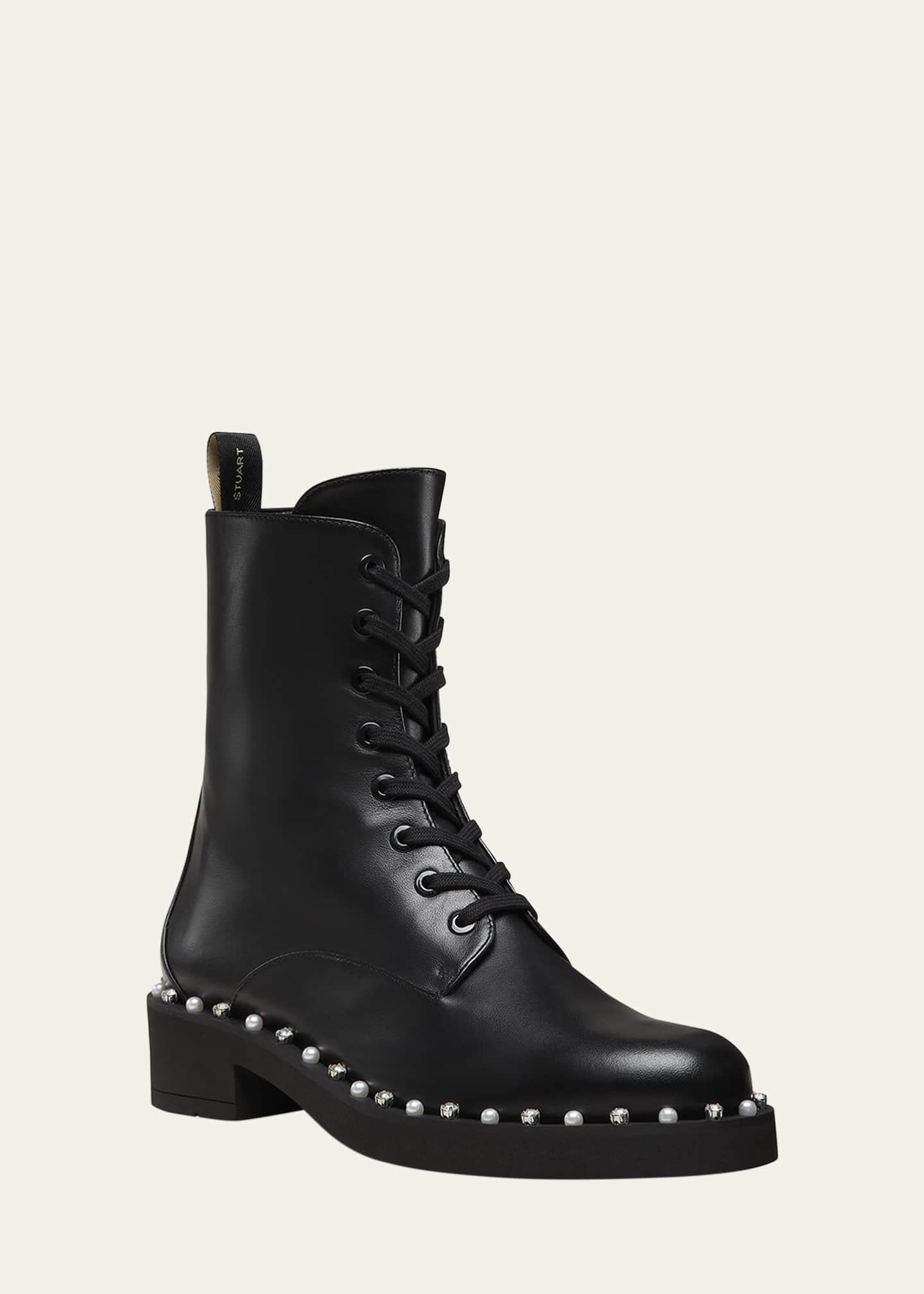 Stuart Weitzman Reverie Leather Lace-Up Booties Image 2 of 3