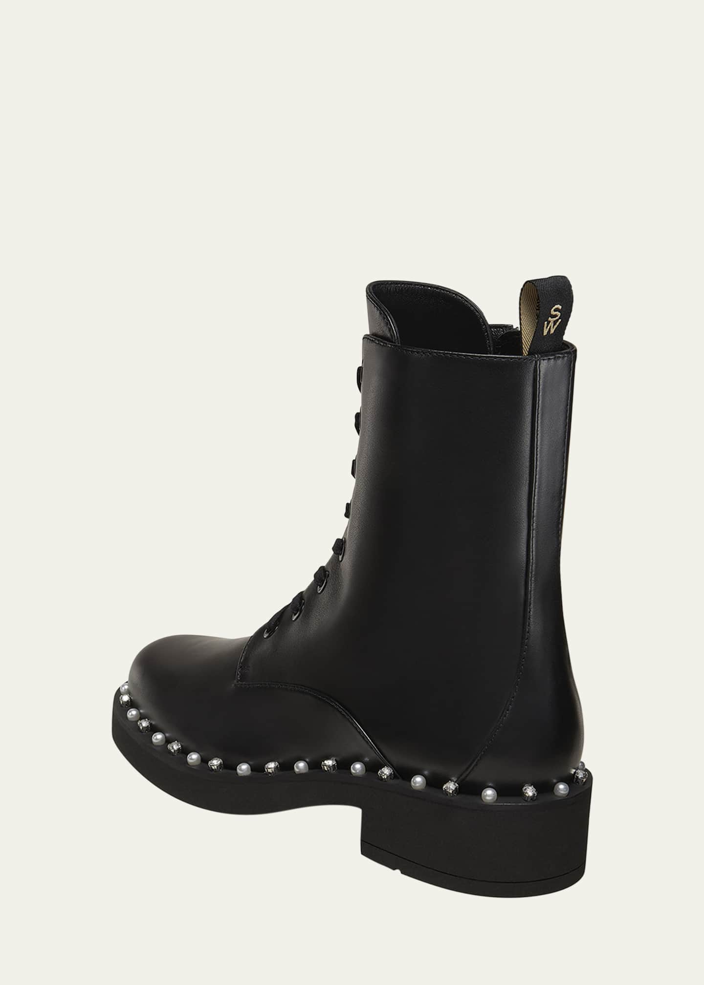 Stuart Weitzman Reverie Leather Lace-Up Booties Image 3 of 3