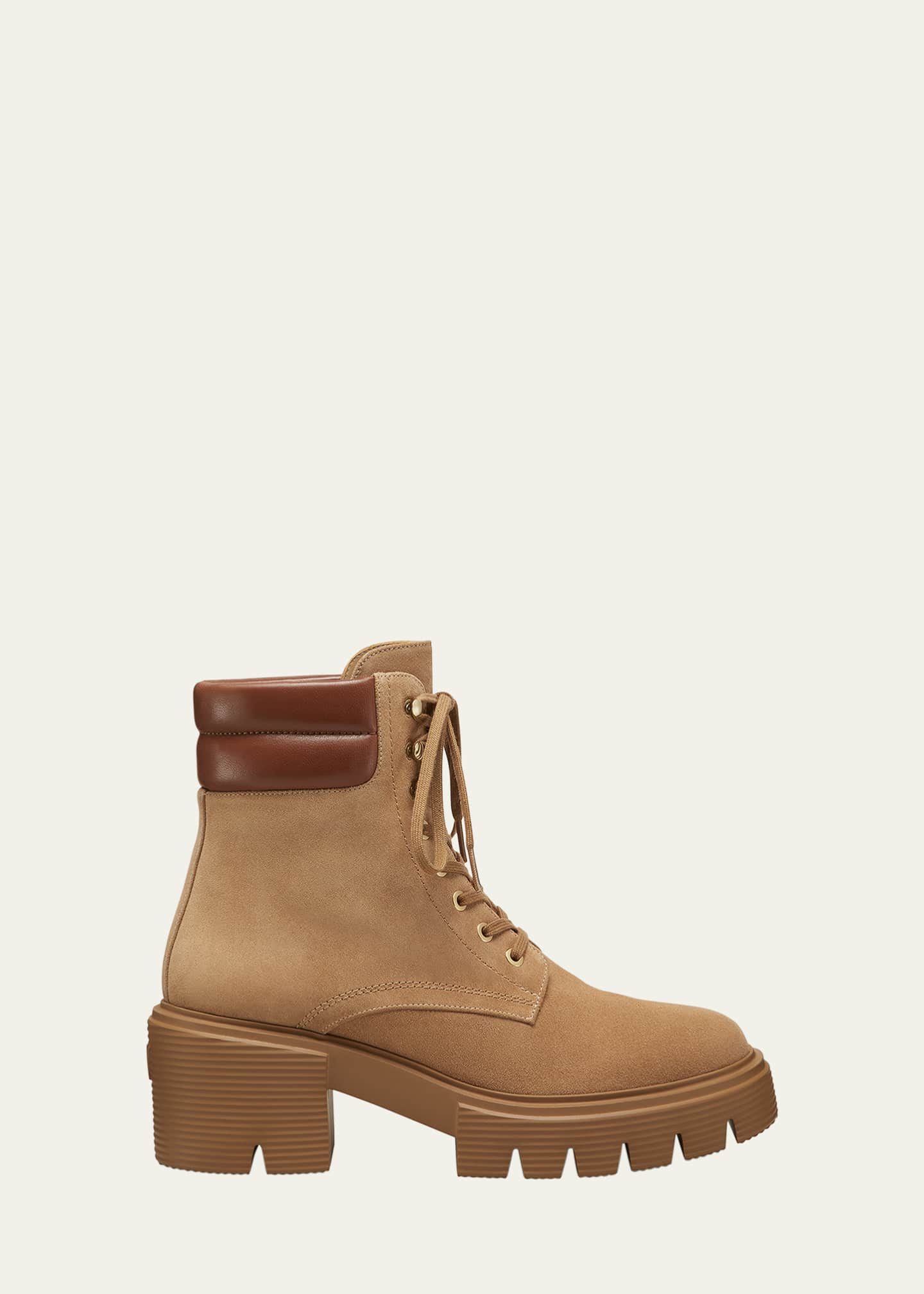 Stuart Weitzman Soho Suede Lace-Up Booties Image 1 of 3