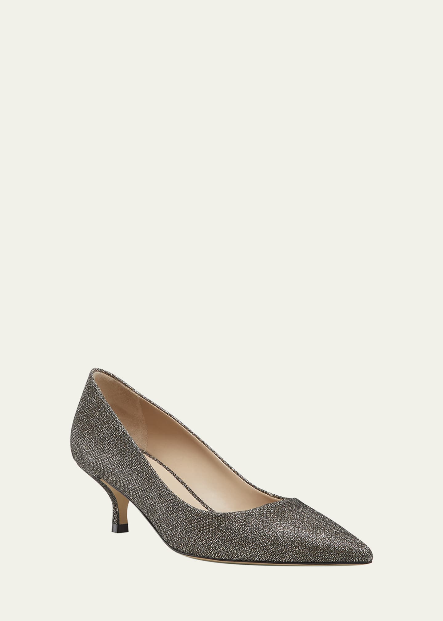 Stuart Weitzman Stuart Metallic Kitten Pumps Image 2 of 3
