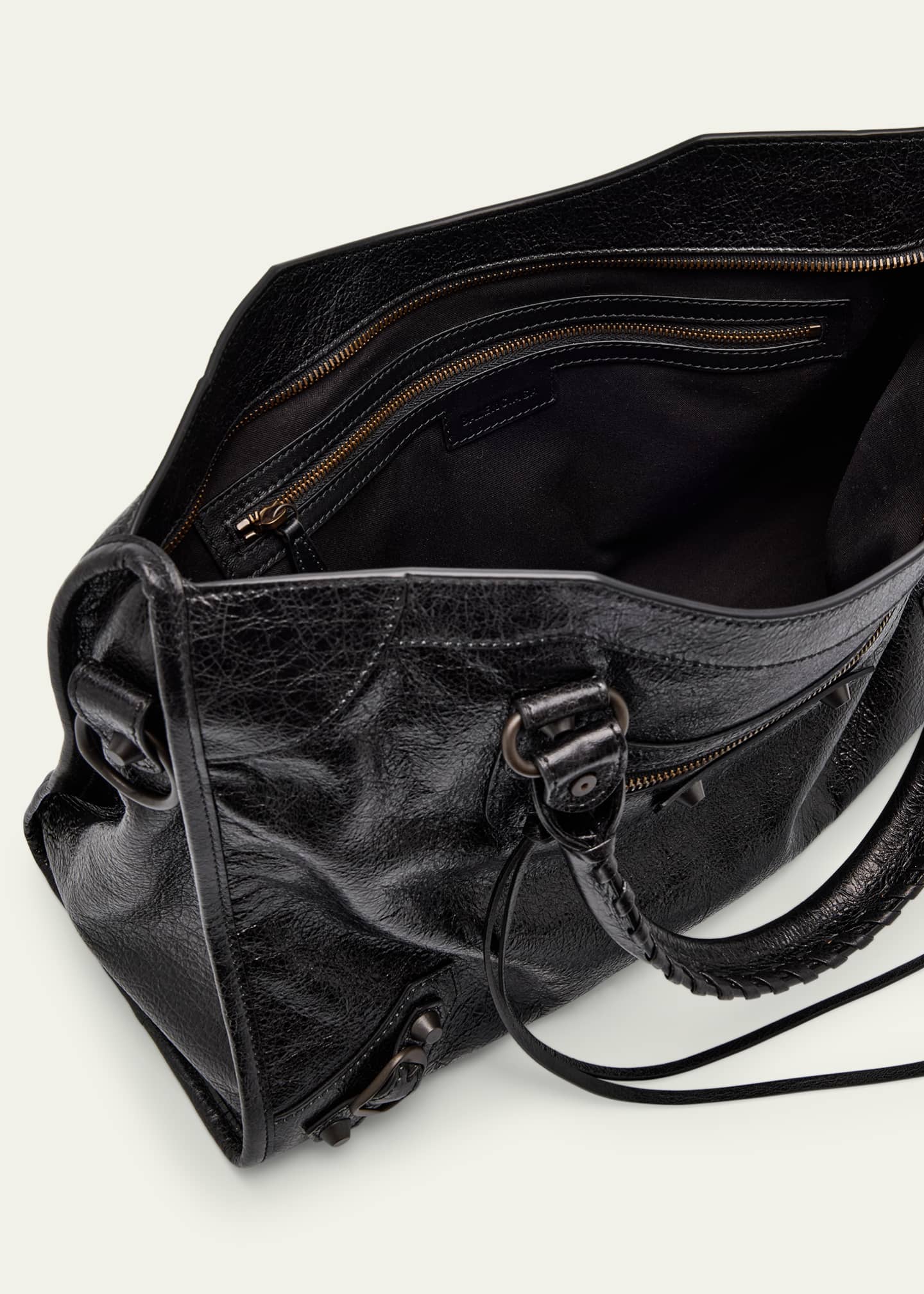 Balenciaga Le City Medium Crinkled Leather Top-Handle Bag
