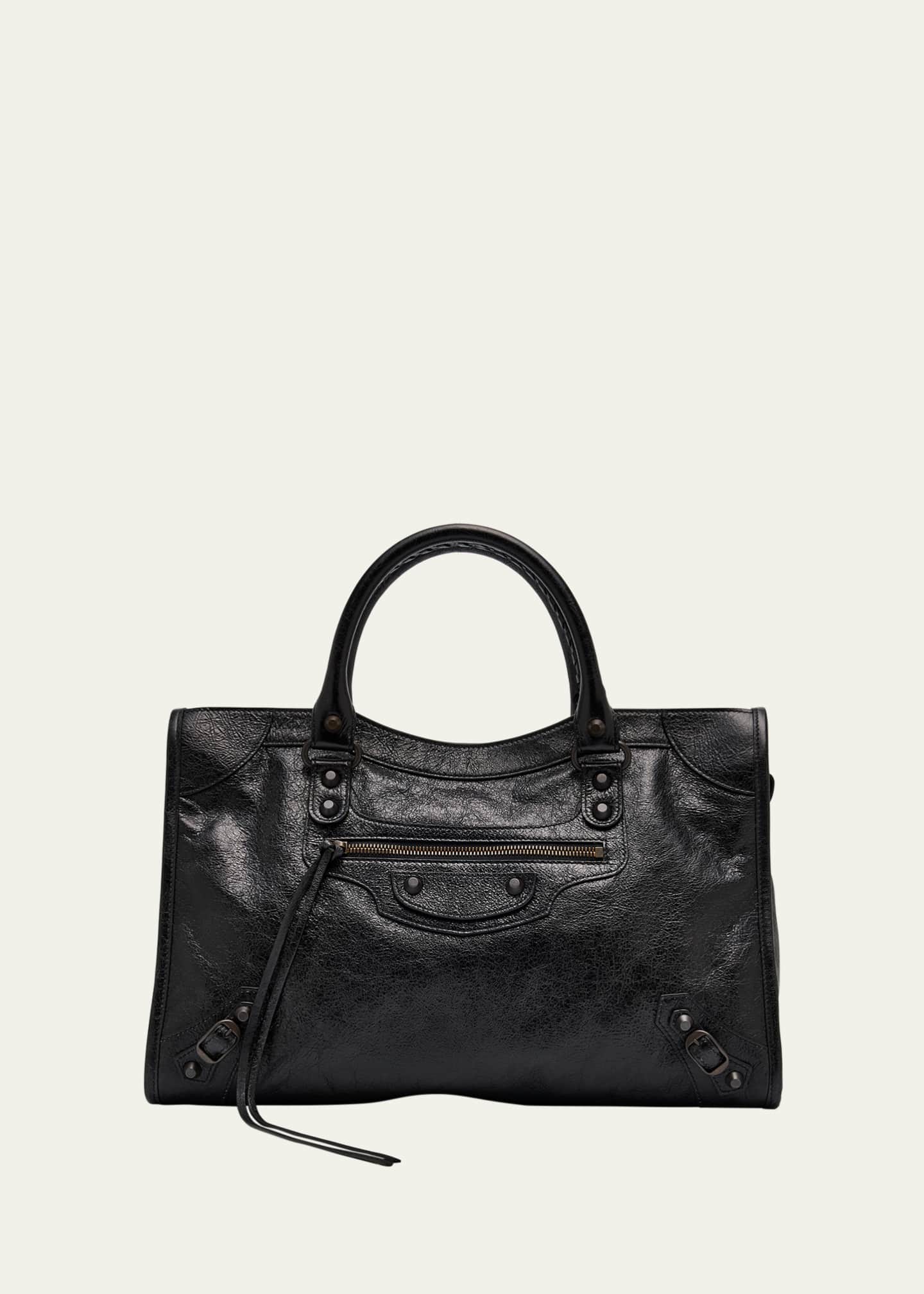 Balenciaga Le City Medium Crinkled Leather Top-Handle Bag