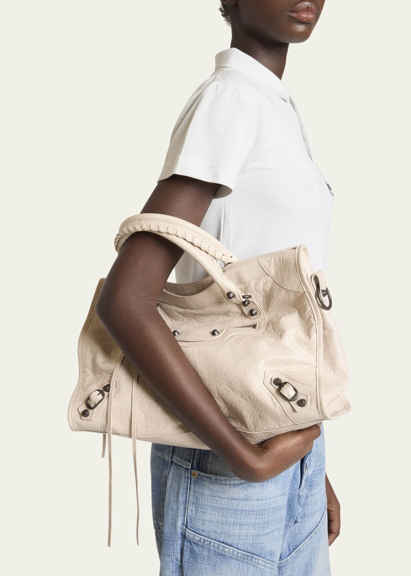 Balenciaga Le City Medium Crinkled Leather Top-Handle Bag Image 2 of 6