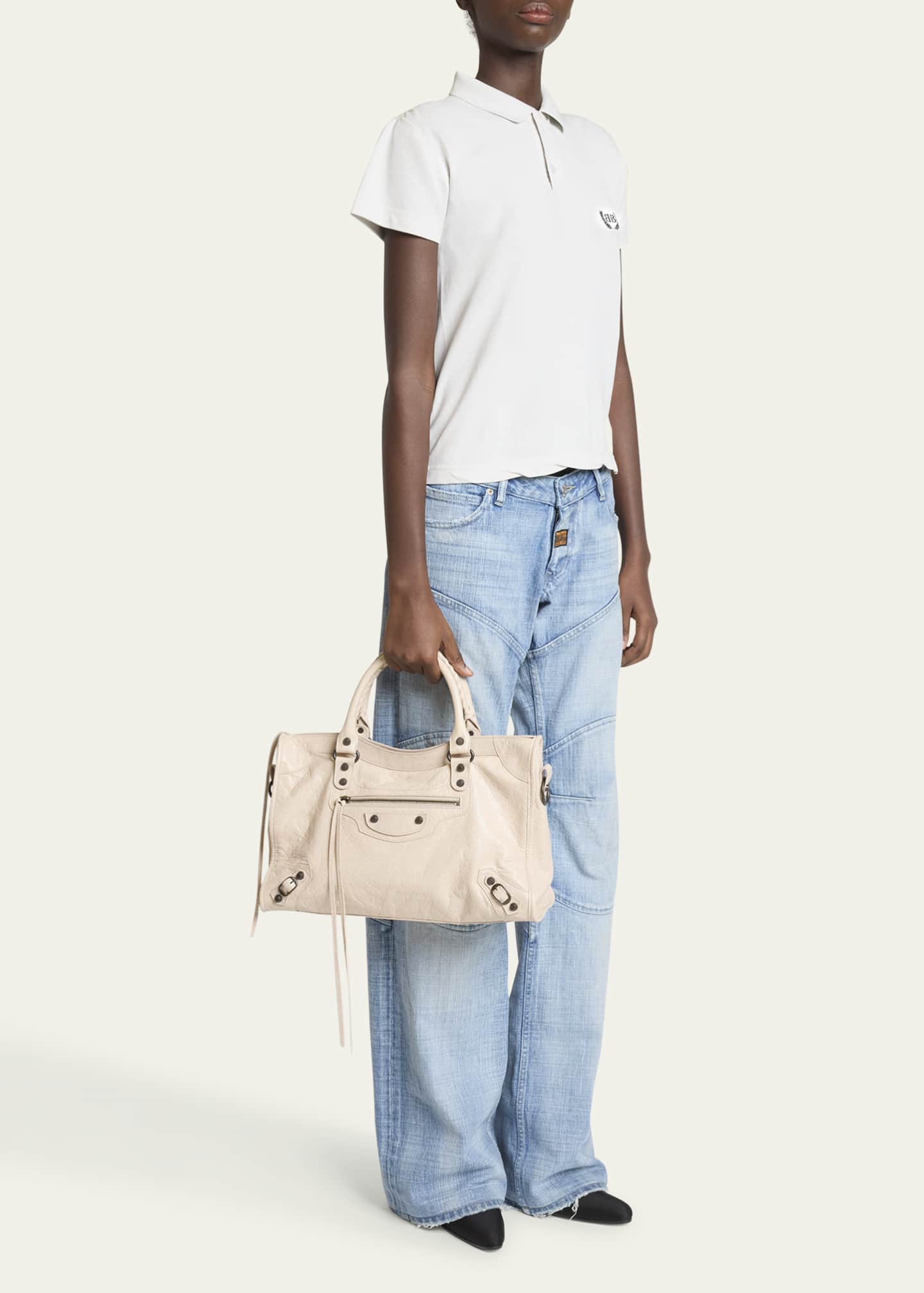 Balenciaga Le City Medium Crinkled Leather Top-Handle Bag Image 5 of 6