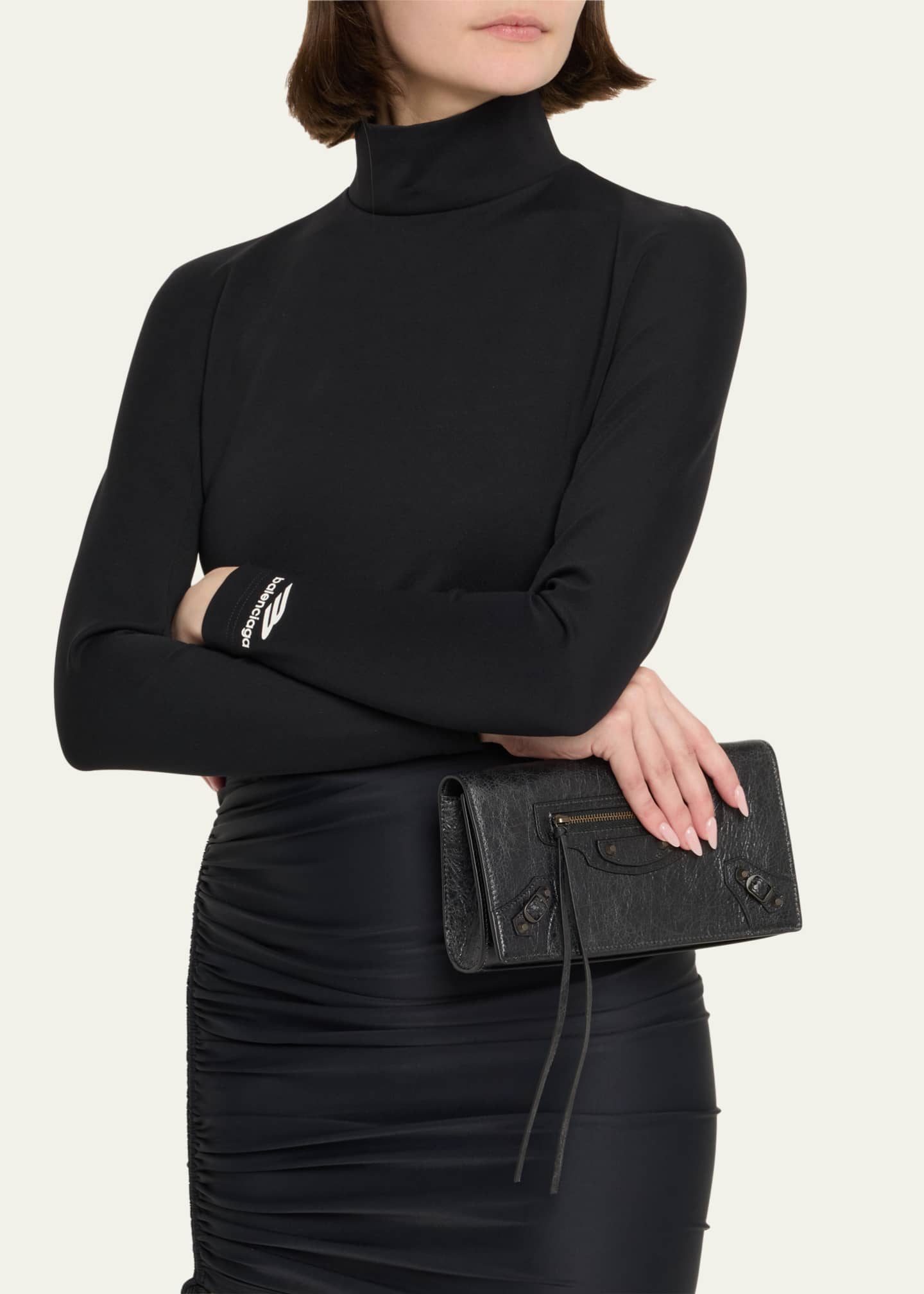 Balenciaga Le City Flap Leather Wallet with Chain Strap Image 2 of 6