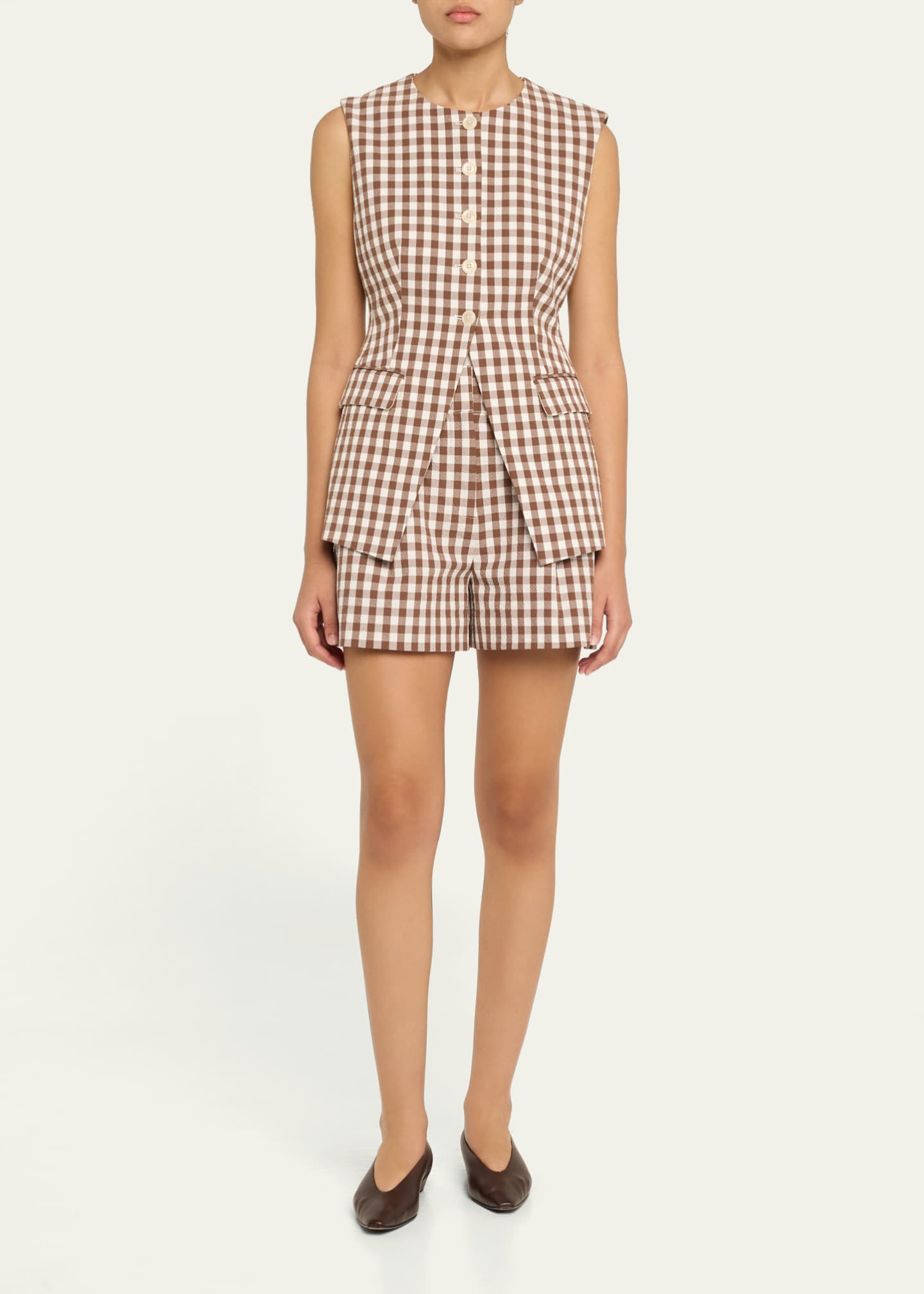 Veronica Beard Lois Gingham Tailored Vest Image 2 of 5