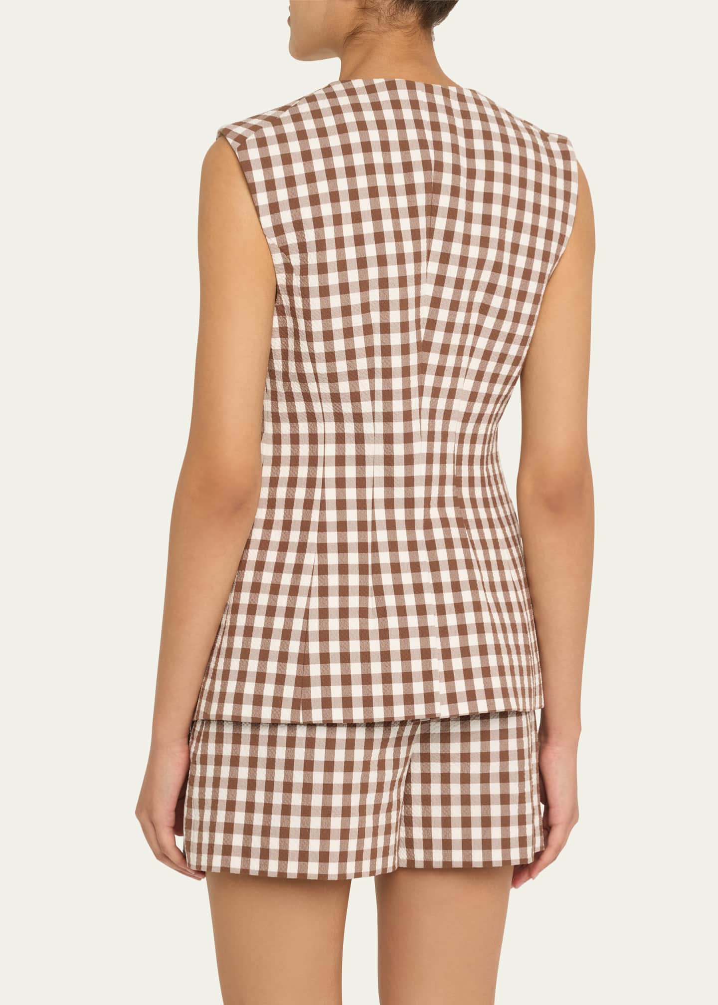 Veronica Beard Lois Gingham Tailored Vest Image 3 of 5