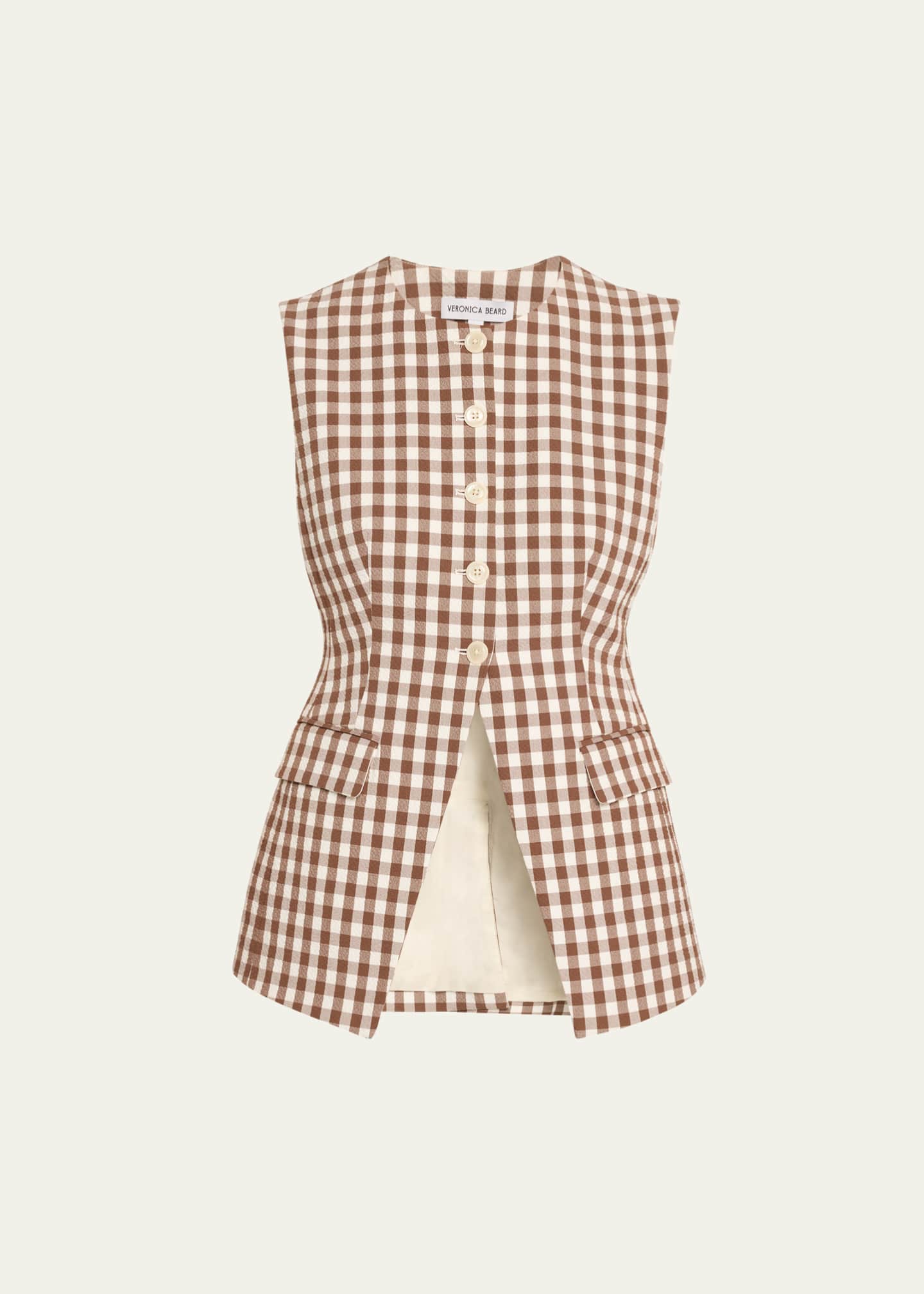 Veronica Beard Lois Gingham Tailored Vest Image 1 of 5