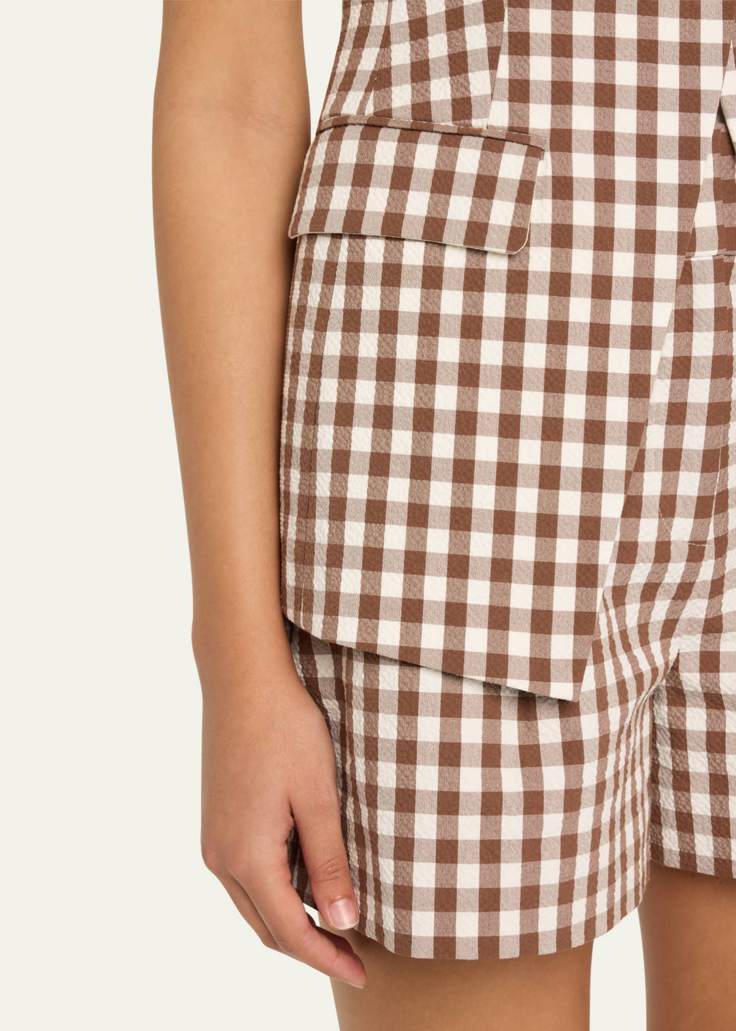 Veronica Beard Lois Gingham Tailored Vest Image 5 of 5