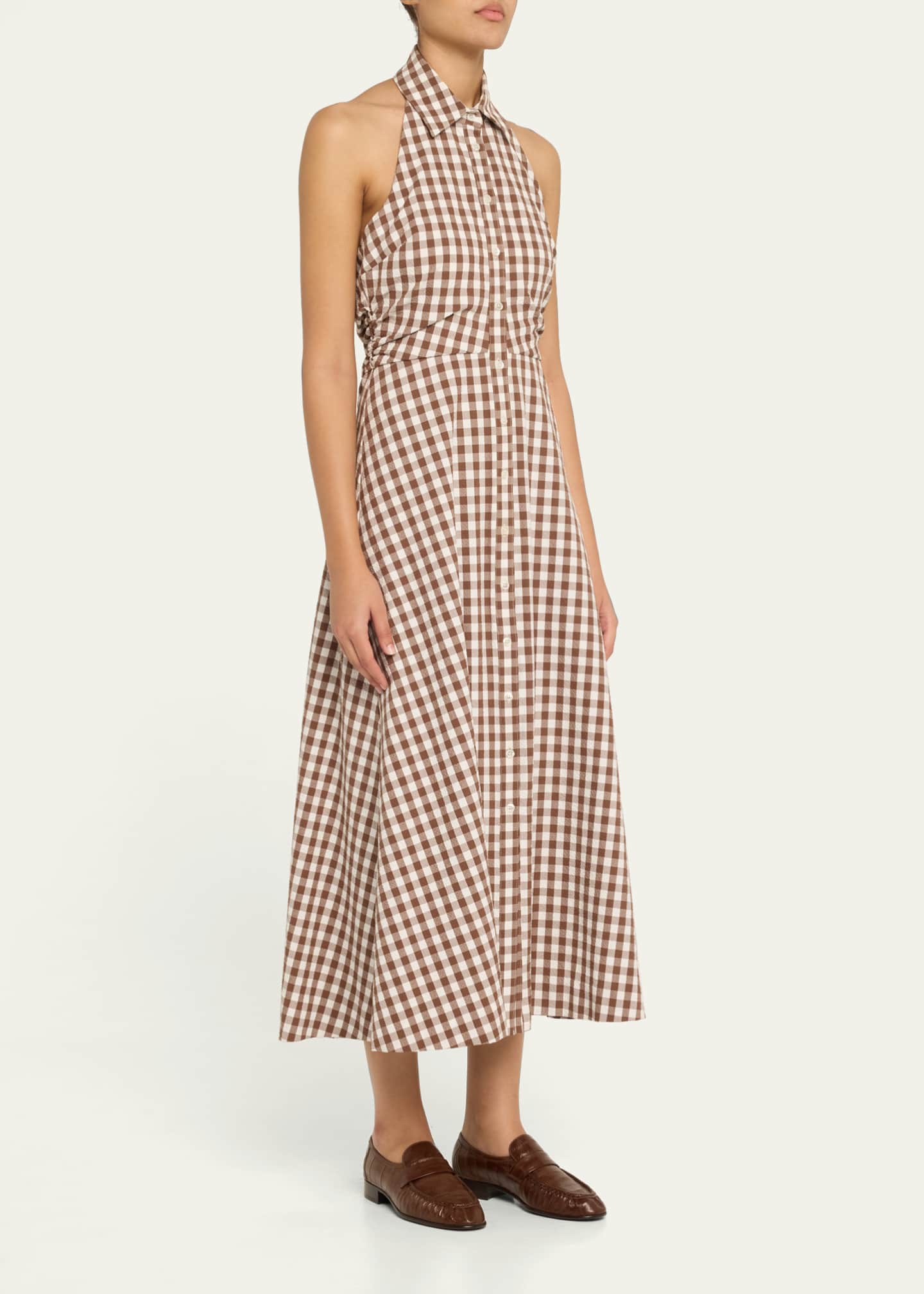 Veronica Beard Mackey Button-Front Gingham Midi Dress Image 4 of 5